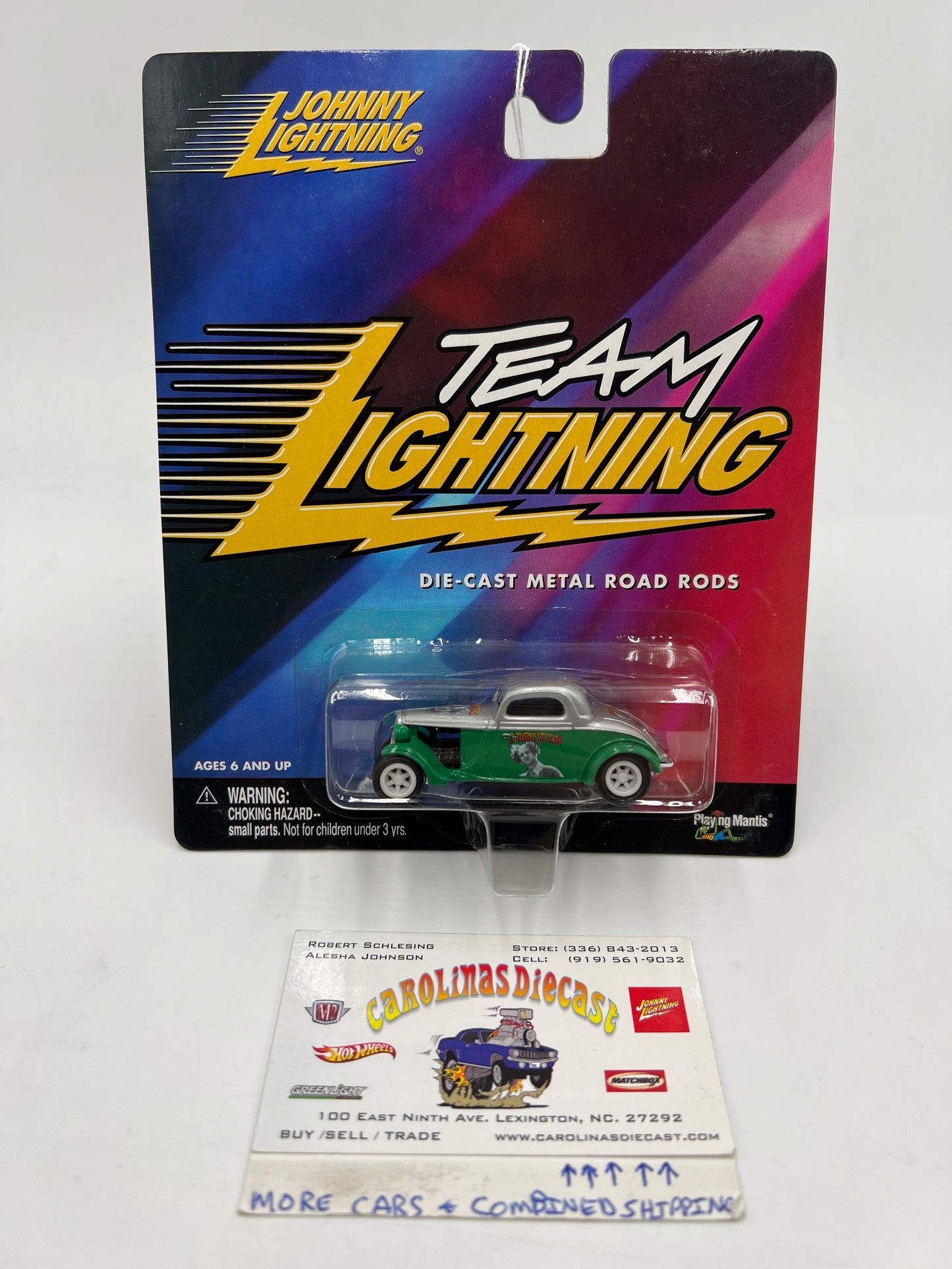 Johnny Lightning White Lightning Chase Team Lightning The Three Stooges 33 Flathead Larry Fine Green