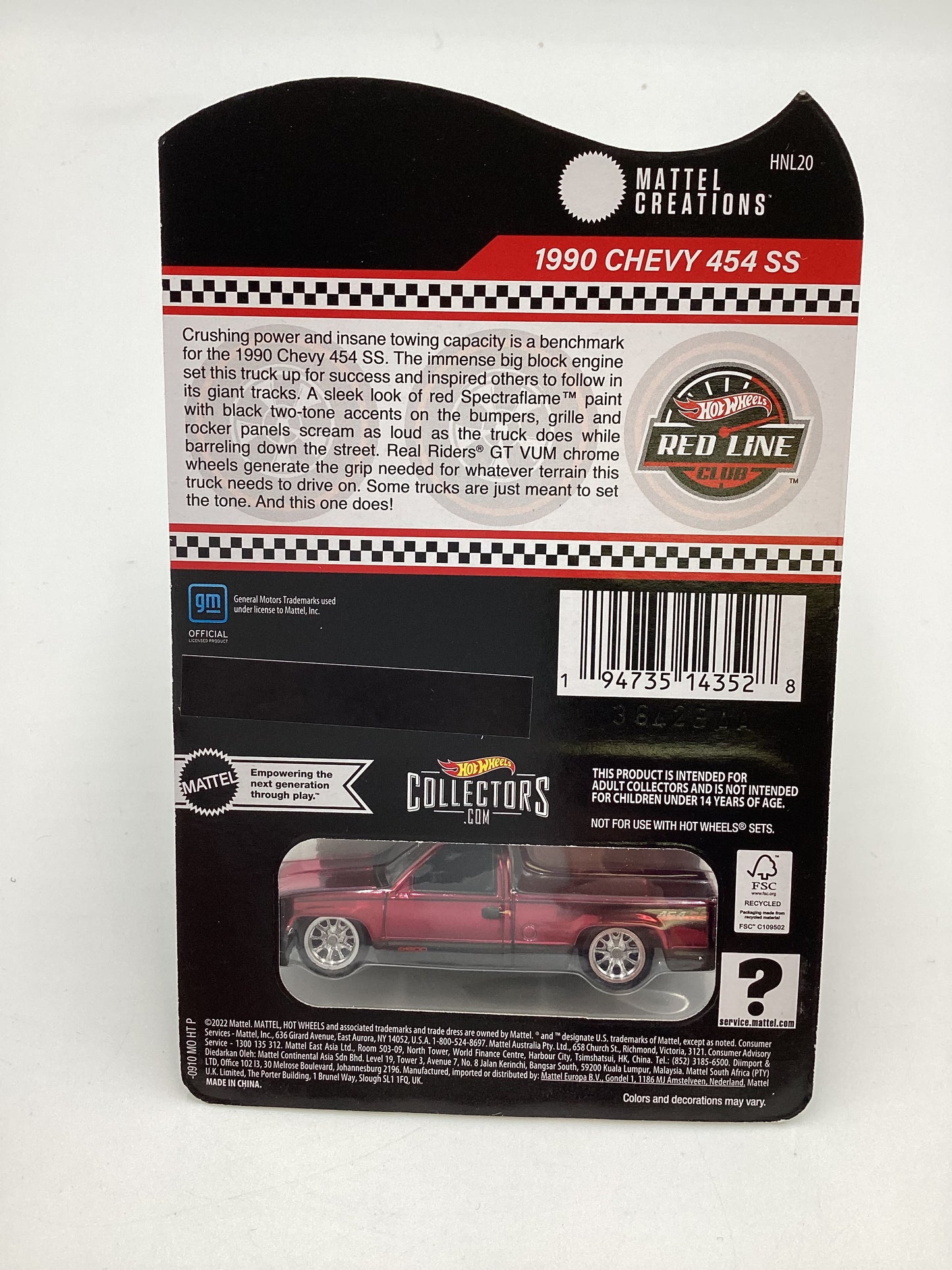 2023 Hot wheels RLC 1990 Chevy 454 SS Red with protector