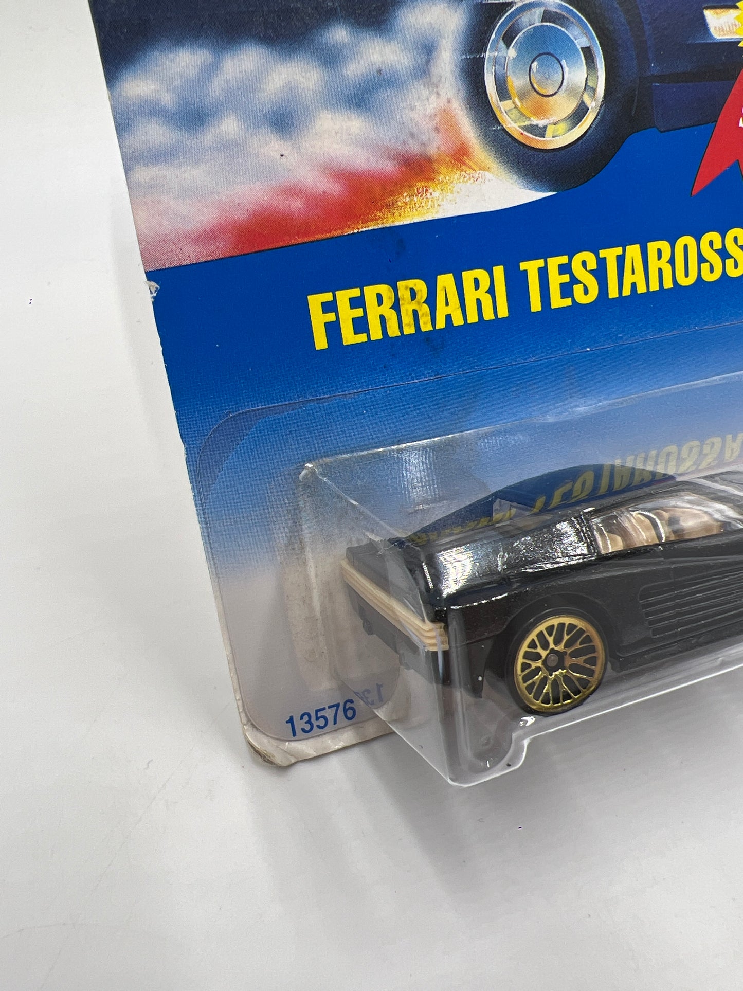 1992 Hot Wheels Gold Metal Speed #35 Ferrari Testarossa Black Mesh Wheels Card Not Perfect SR