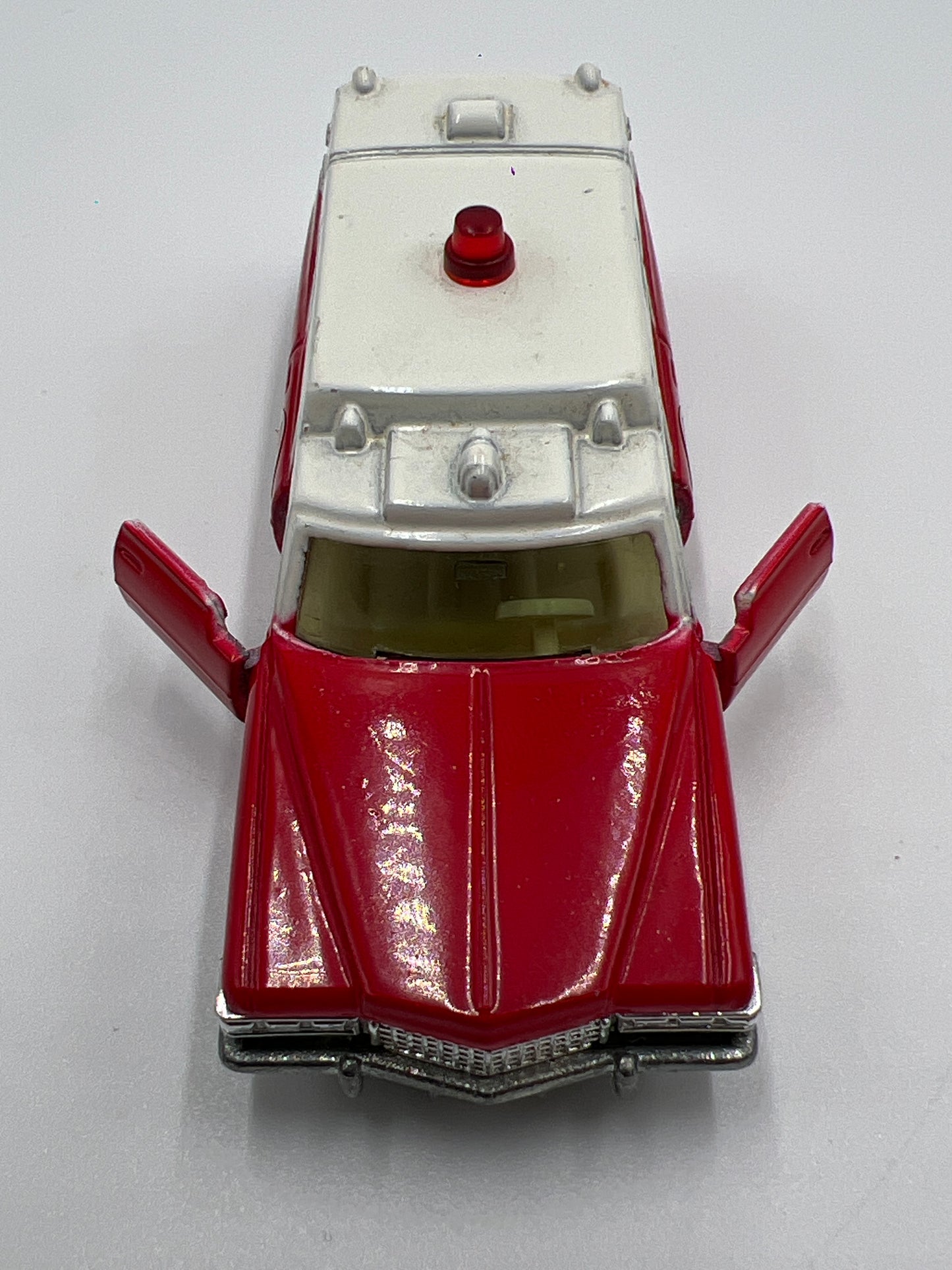 Tomica 1/64 No. F2 S=1/77 Made in Japan Cadillac Ambulance Red Loose