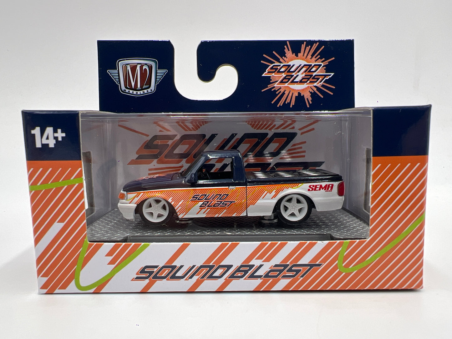 M2 Machines SEMA 2025 1/1200 Sound Blast 1995 Ford Ranger Blue/White FL02