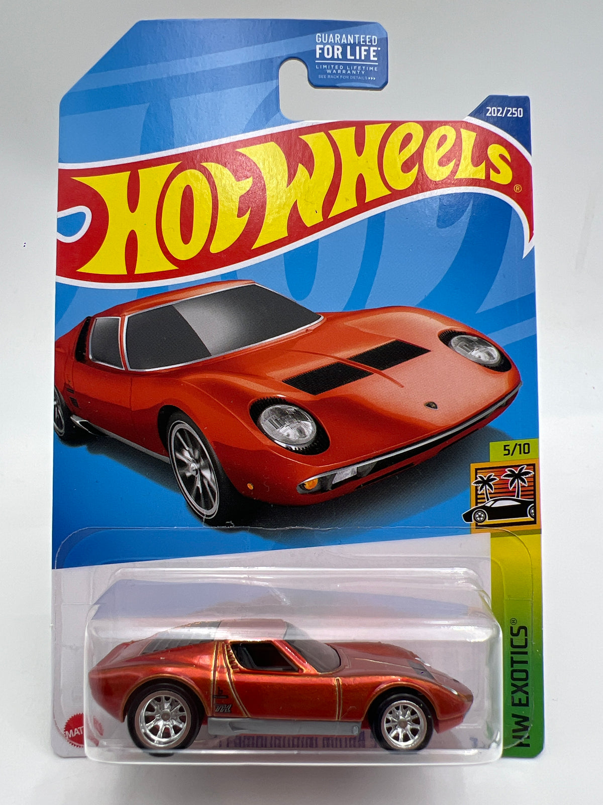 2022 Hot Wheels Super Treasure Hunt #202 71 Lamborghini Miura SV Orange W/Protector