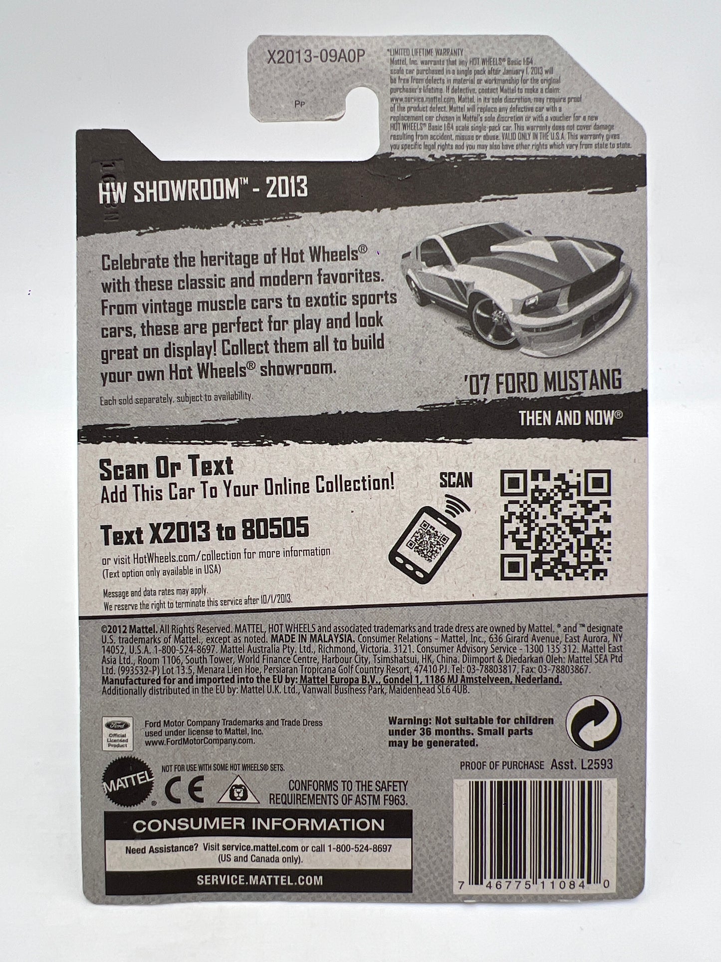 2013 Hot Wheels Super Treasure Hunt #229 07 Ford Mustang Green W/Protector