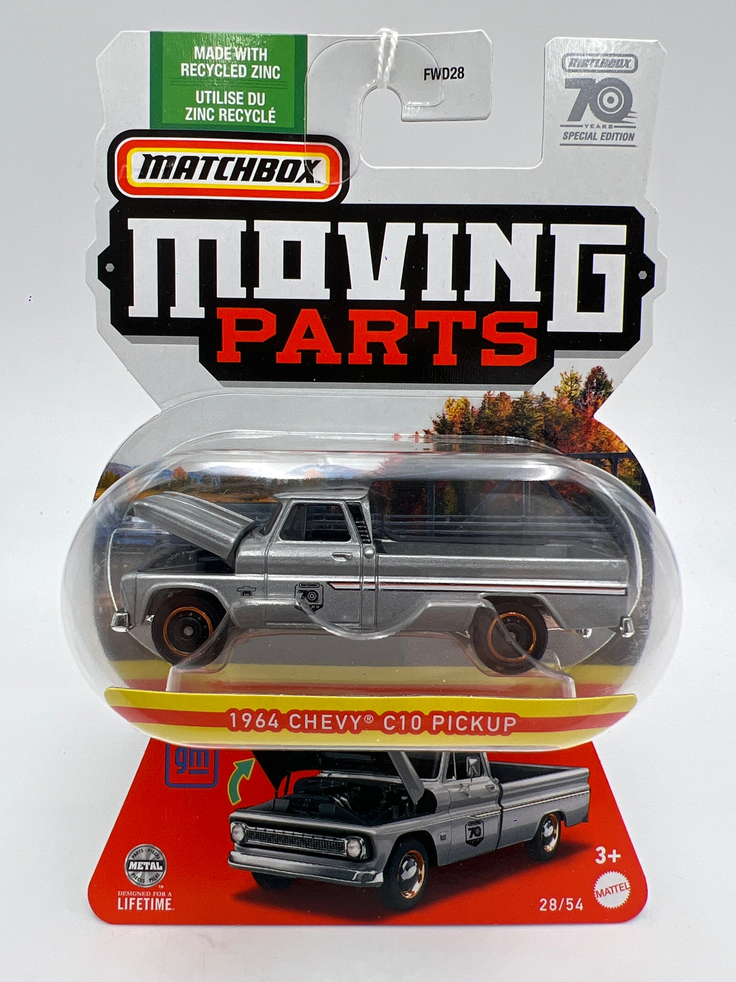 Matchbox Moving Parts 70 Years #28 1964 Chevy C10 Pickup Silver 170C