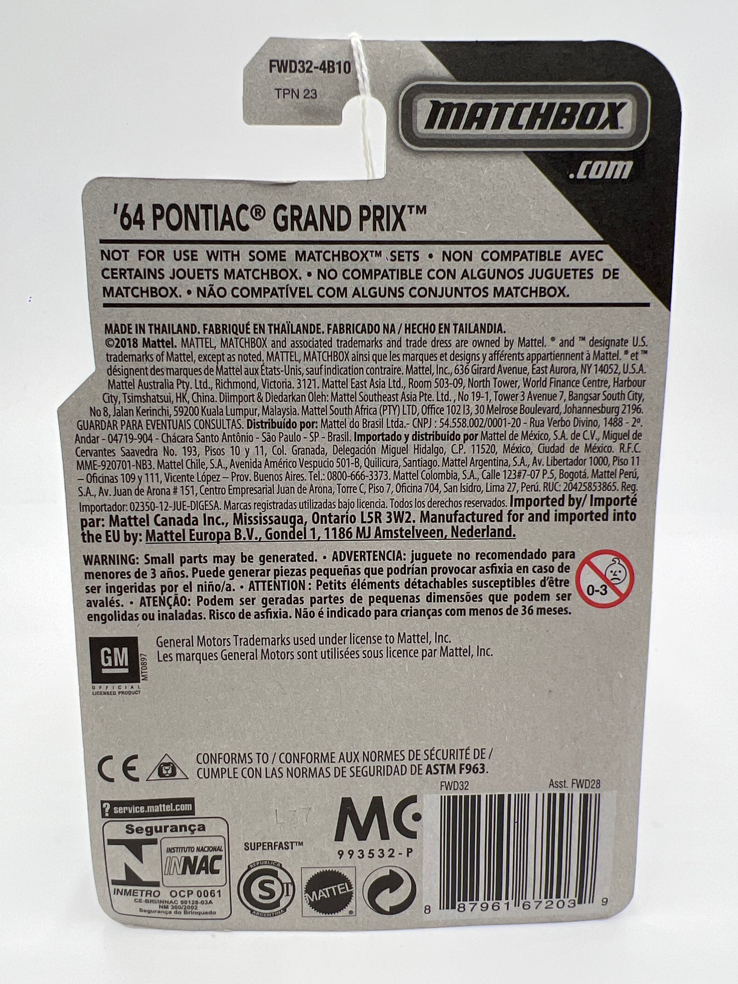 Matchbox Moving Parts MBX Road Trip 64 Pontiac Grand Prix Purple Cracked Blister 169G