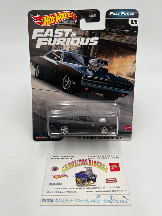 Hot Wheels Premium Fast and Furious Full Force #5 70 Dodge Charger R/T Black W/Protector