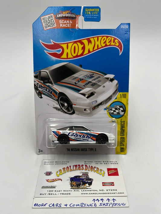 Hot Wheels 2016 HW Speed Graphics #176 White 96 Nissan 180SX Type X 176/250 82D