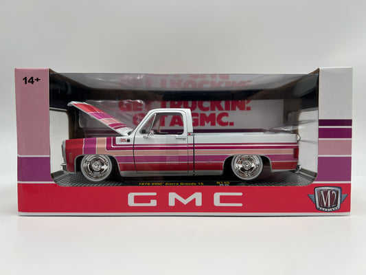 M2 Machines 1/24 Scale R140 1976 GMC Sierra Grande 15 White/Pink