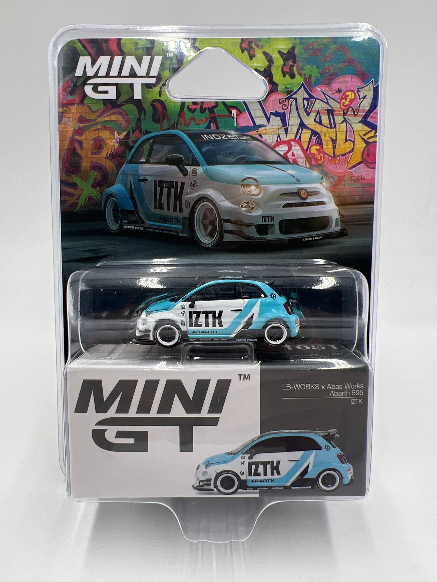 Mini GT #1051 LB-WORKS x Abas Works Abarth 595 IZTK White/Blue 233C