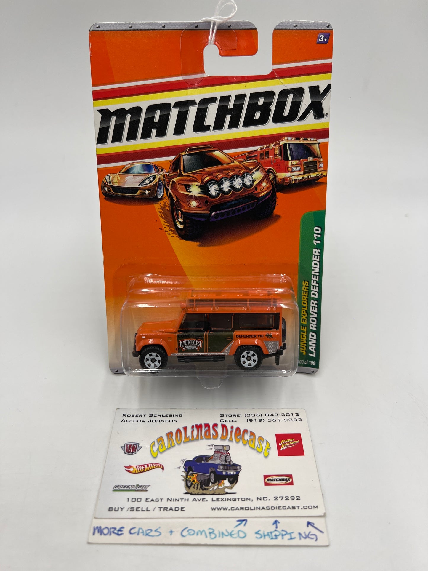 Matchbox Jungle Explorers #100 Land Rover Defender 110 Orange Card Has Crease 216O