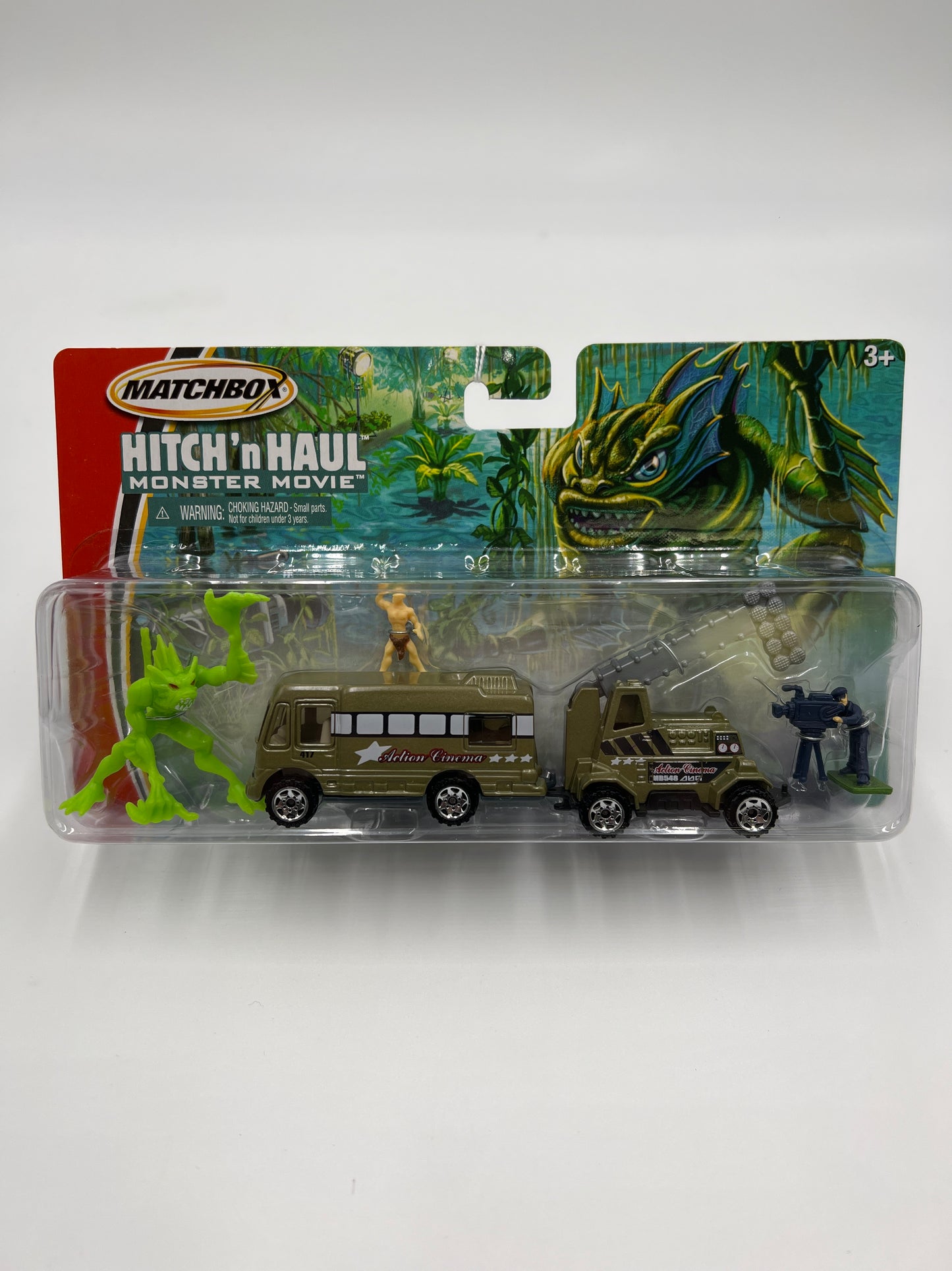 Matchbox Hitch N Haul Monster Movie Set Movie Truck & Lights on Trailer