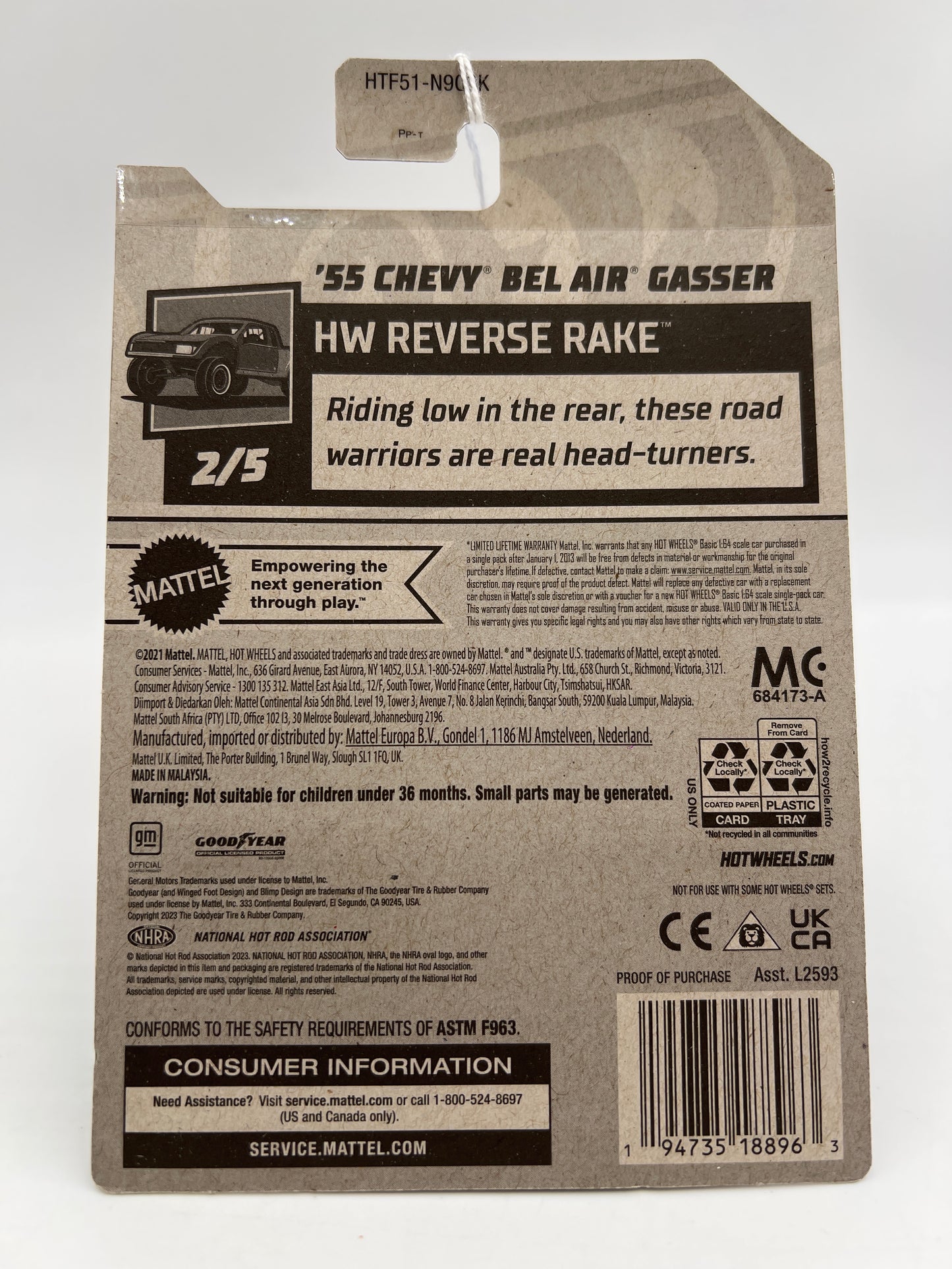 2024 Hot Wheels Walmart Exclusive Zamac 8 #63 55 Chevy Bel Air Gasser 143E