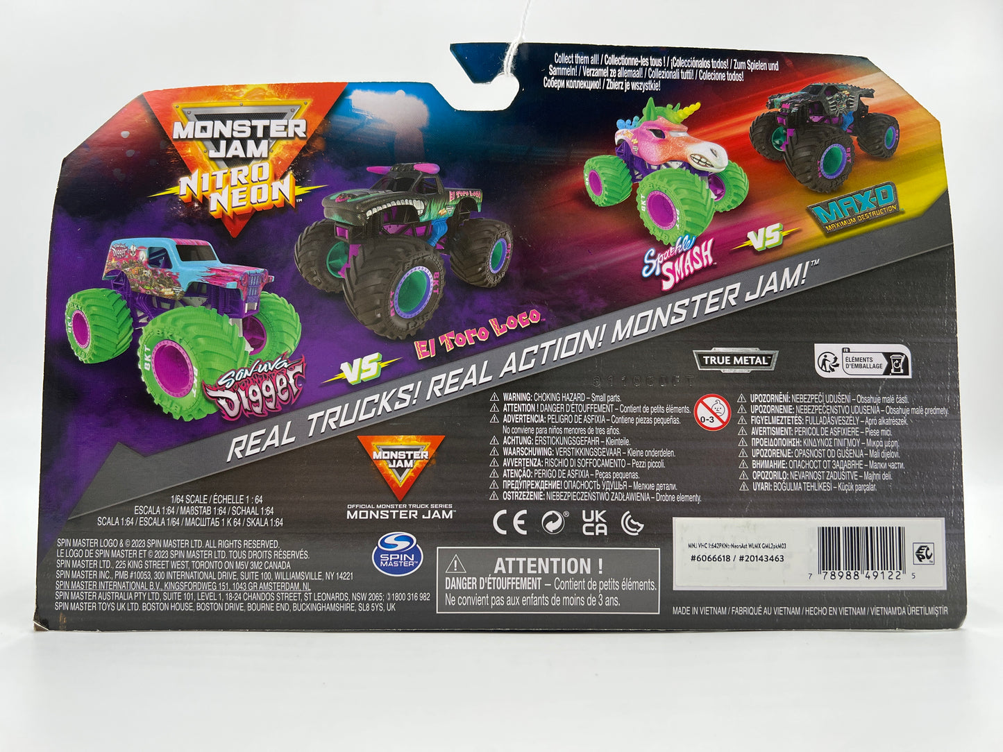 Monster Jam Nitro Neon Series 3 Walmart Exclusive Son-uva Digger Vs El Toro Loco