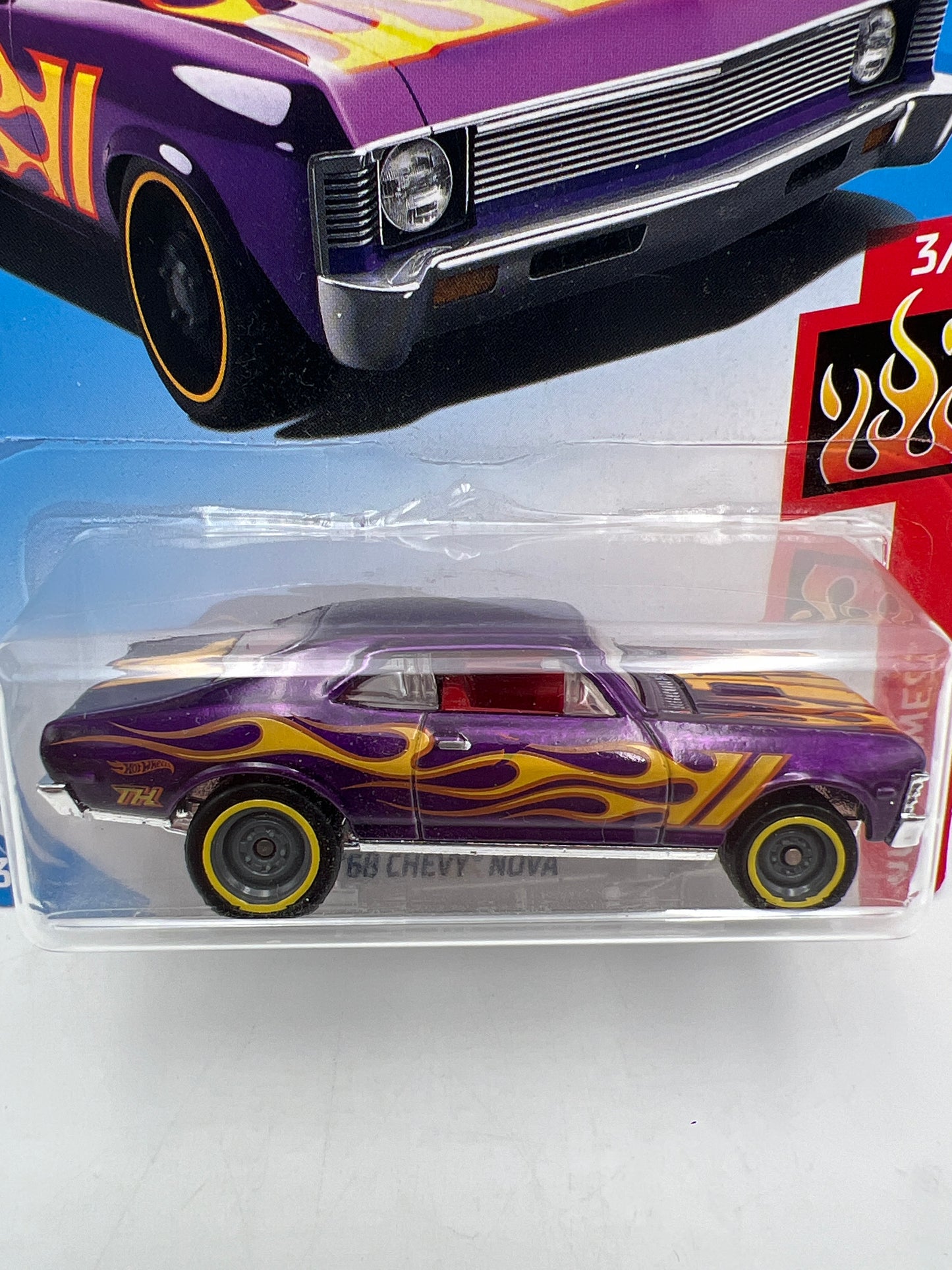 2018 Hot Wheels Super Treasure Hunt 68 Chevy Nova Purple W/Protector
