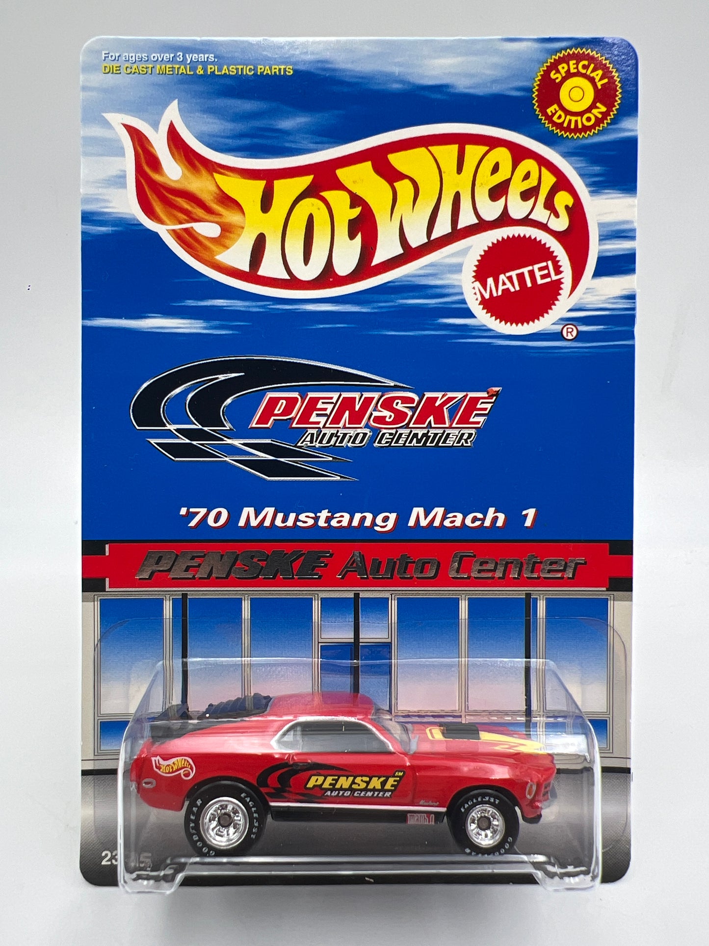 Hot Wheels Special Edition Penske Auto Center 70 Mustang Mach 1 Red W/Protector