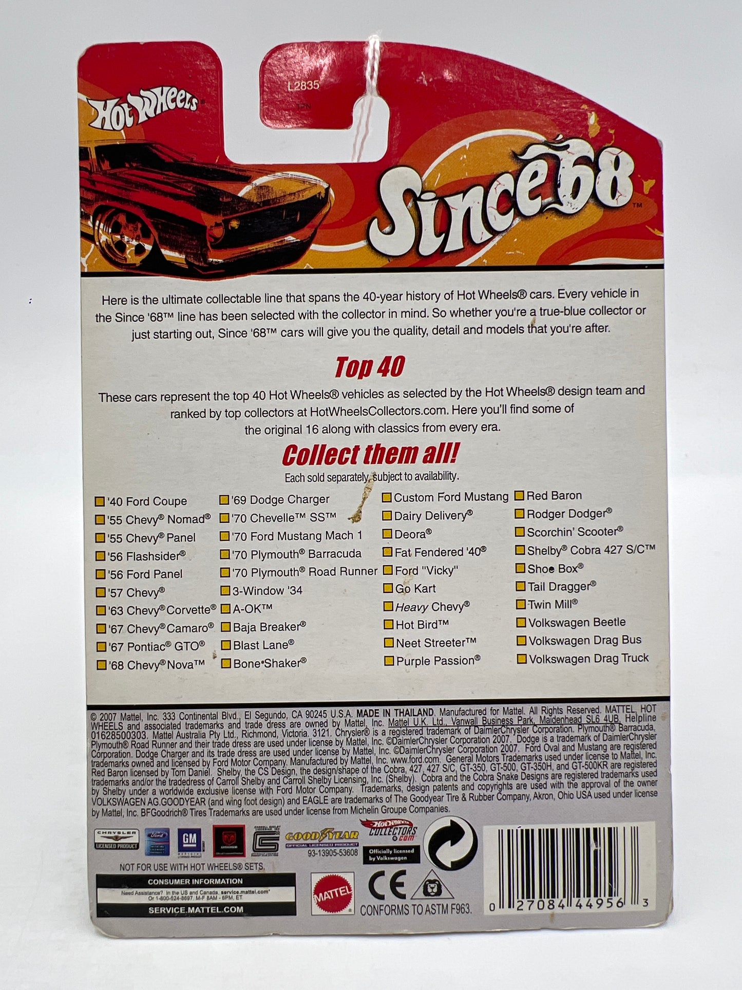 Hot Wheels Since 68 Top 40 #8 55 Chevy Panel Silver/Orange Cracked Blister 242H