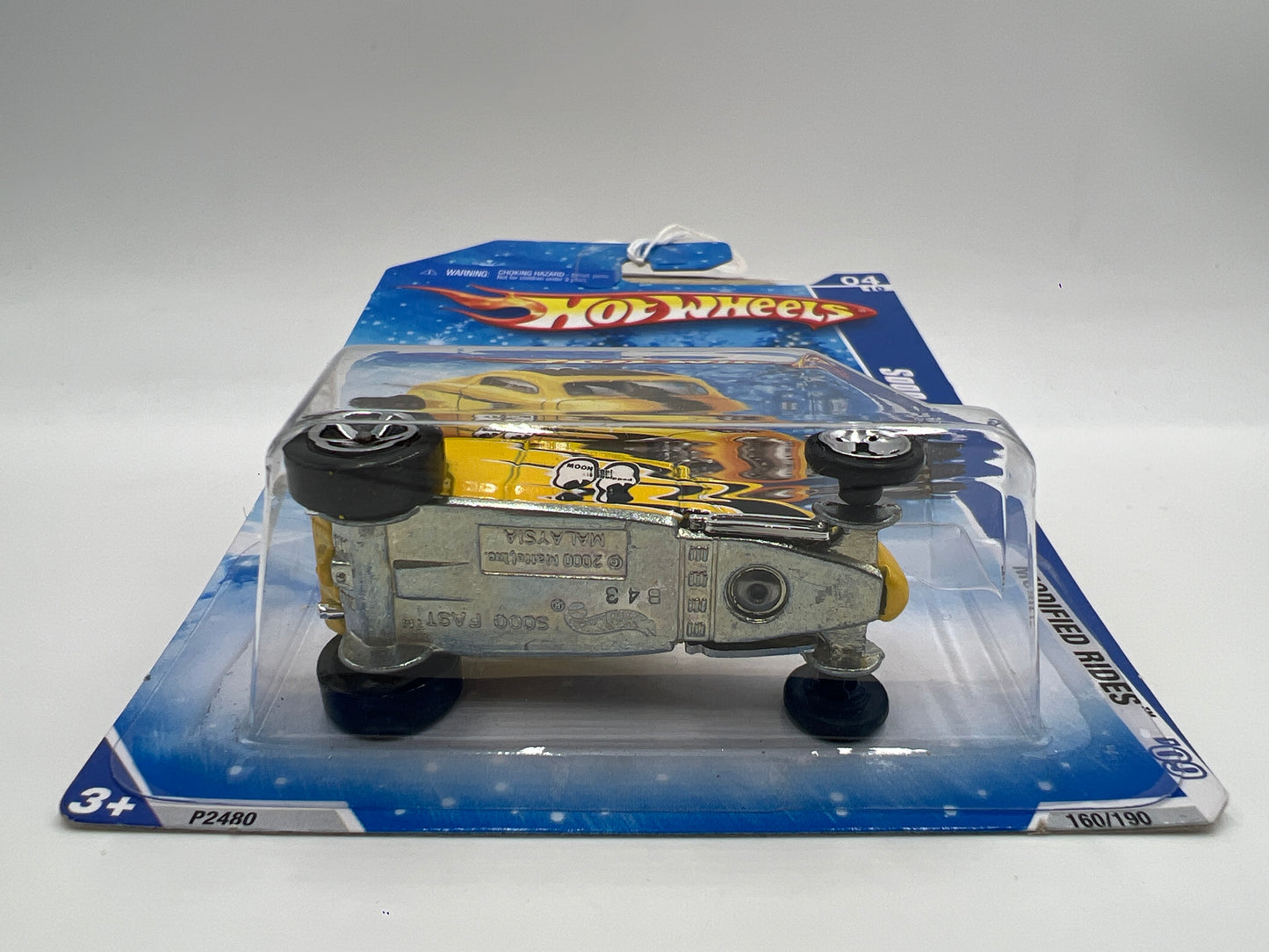 2009 Hot Wheels Target Exclusive Snowflake Card #160 Sooo Fast Yellow Mooneyes 240B