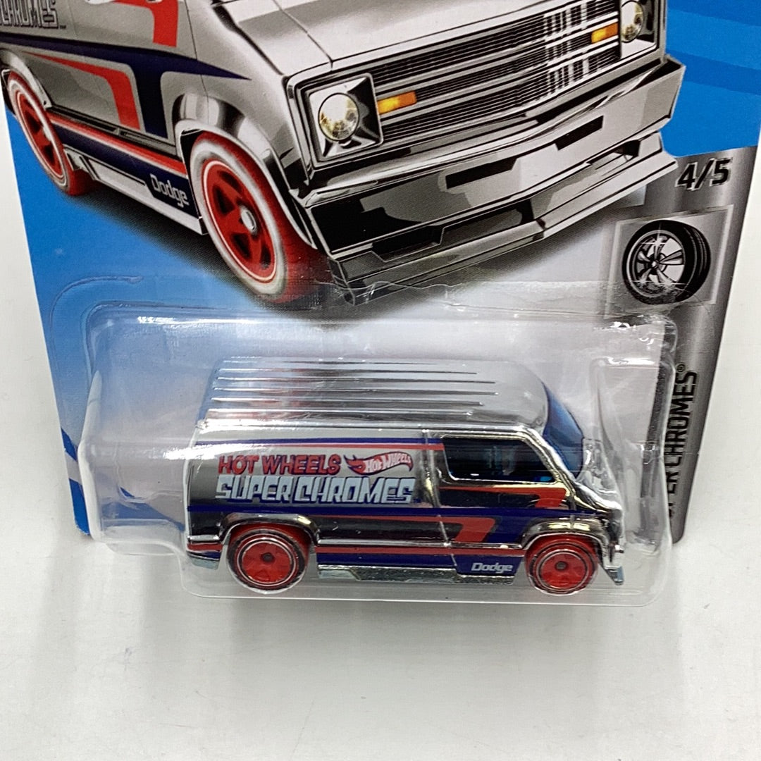 2019 Hot wheels #23 Custom 77 Dodge Van chrome 43E