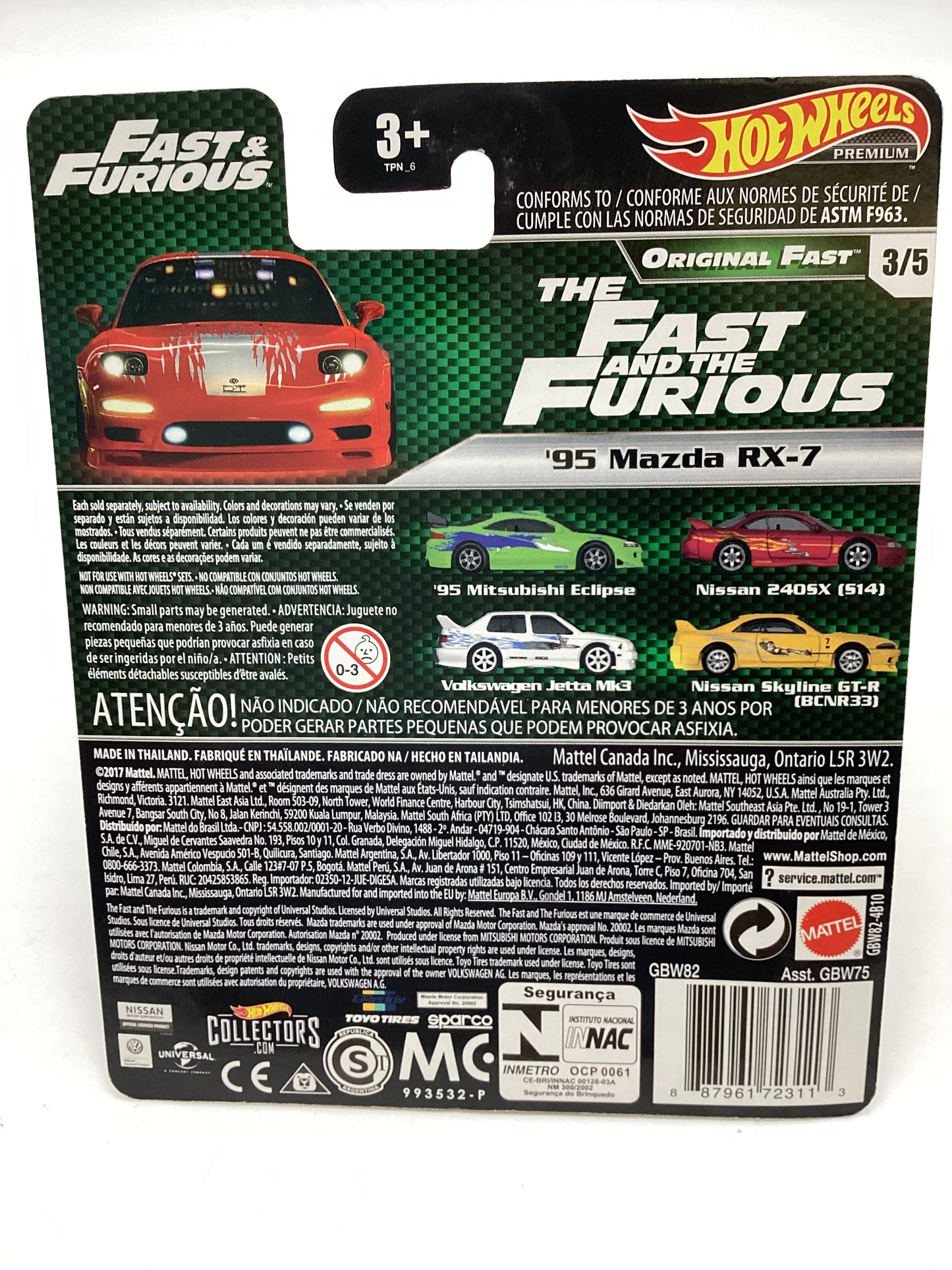 Hot wheels Fast and furious Original Fast 3/5 #3 95 Mazda RX-7 with protector