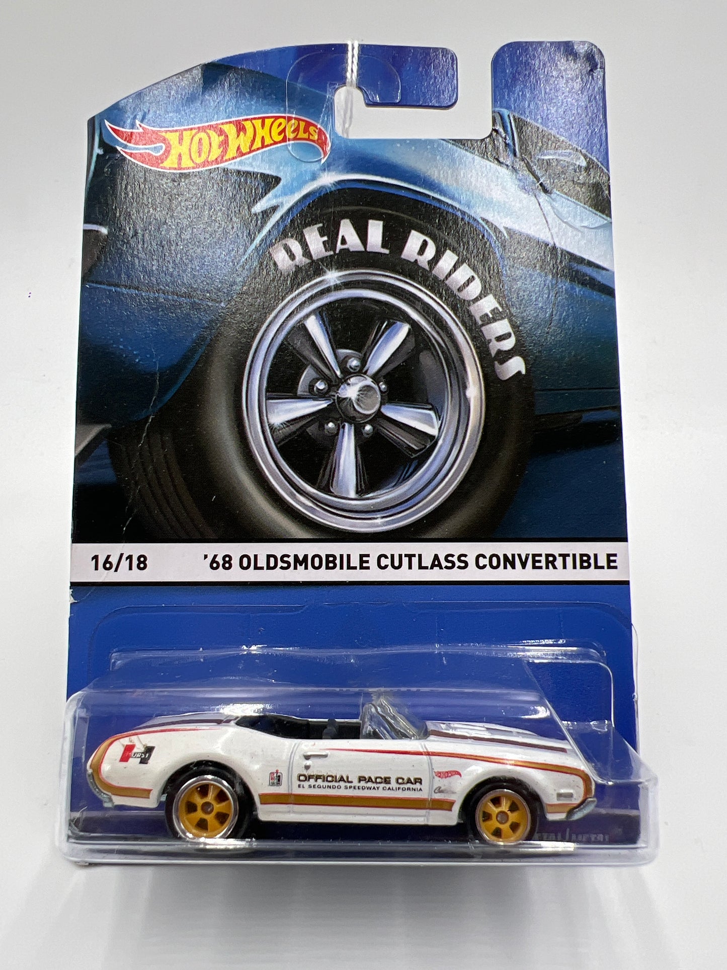 Hot Wheels Heritage Real Riders #16 Hurst 68 Oldsmobile Cutlass Convertible White (Bad Card) 245B