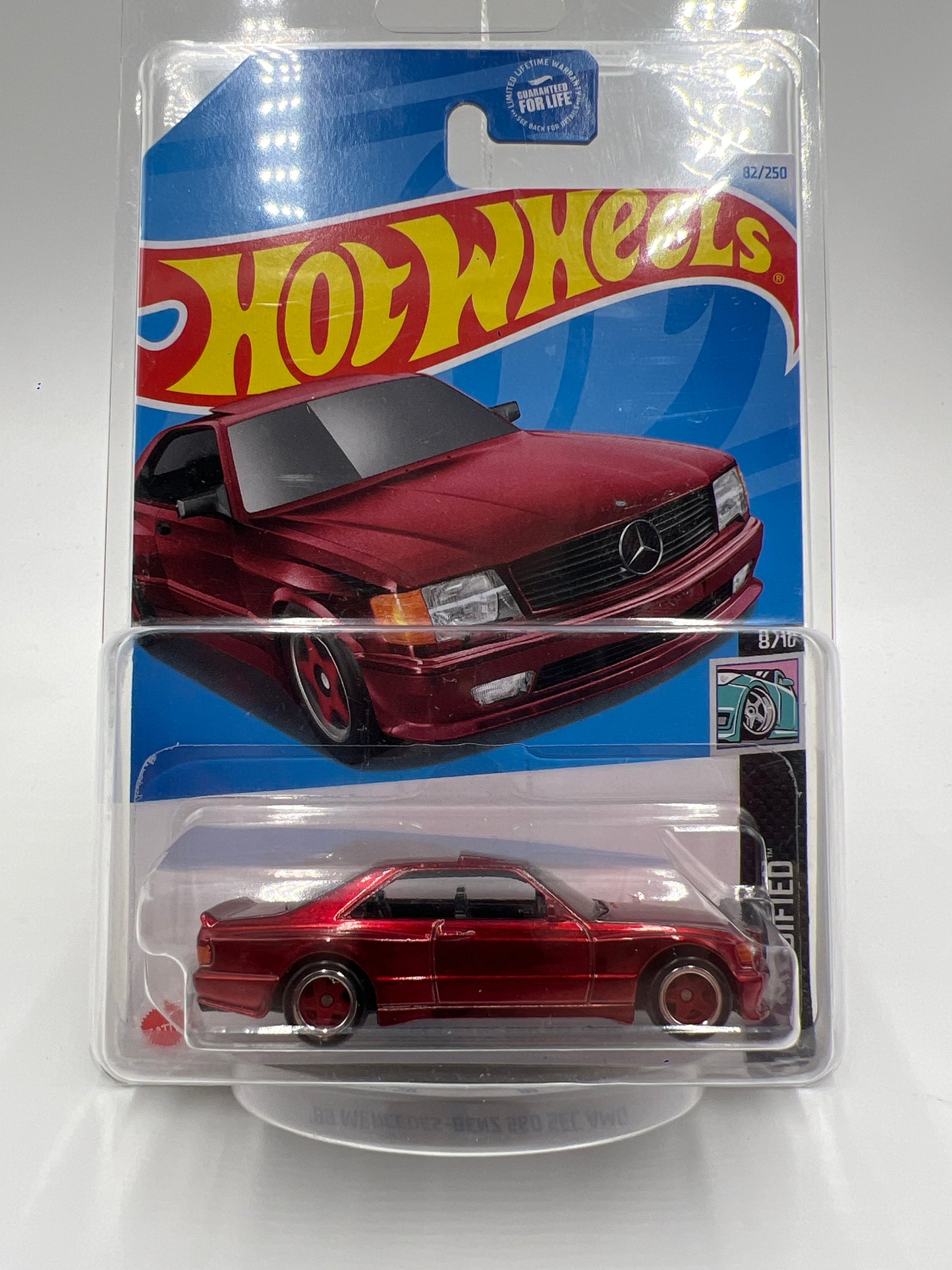 2024 Hot Wheels Super Treasure Hunt #82 89 Mercedes-Benz 560 SEC AMG Red W/Protector