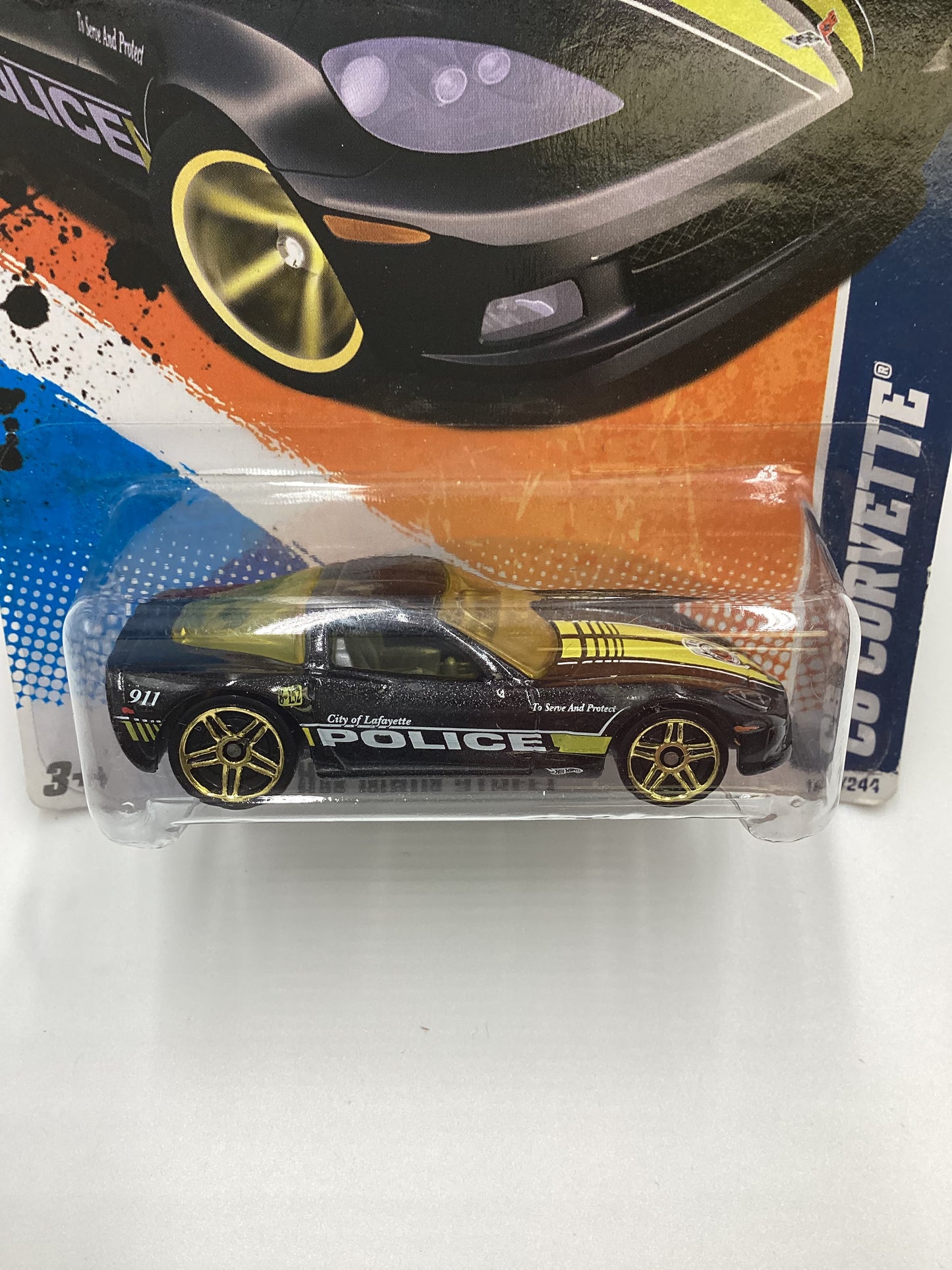 2011 Hot Wheels #164 C6 Corvette Police Black 14E