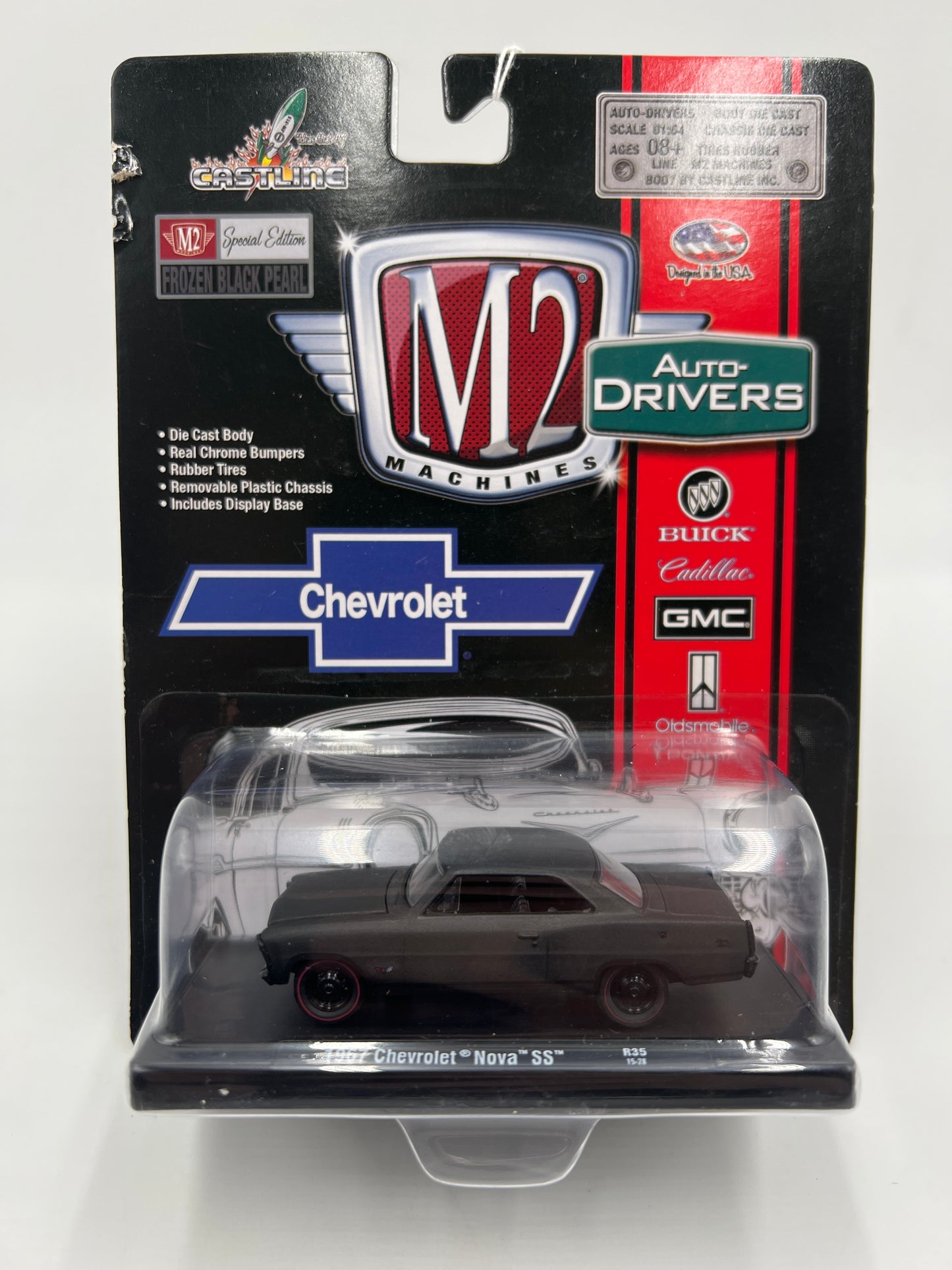 M2 Machines Auto-Drivers Special Edition Frozen Black Pearl 1957 Chevrolet Nova SS R35 Card Not Perfect 193D