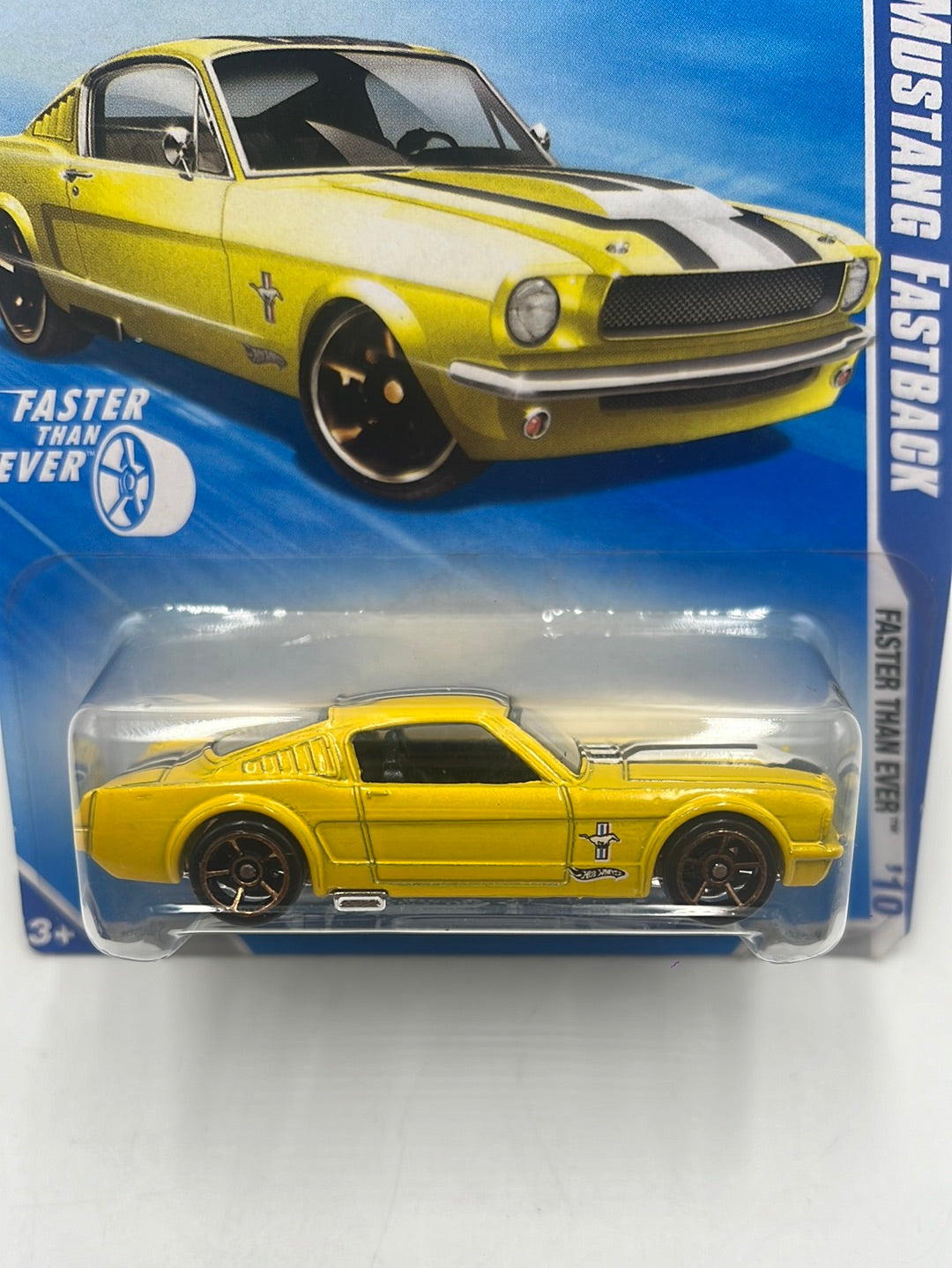 2010 Hot Wheels Faster Than Ever Ford Mustang Fastback Walmart Exclusive Yellow 132/240 236B