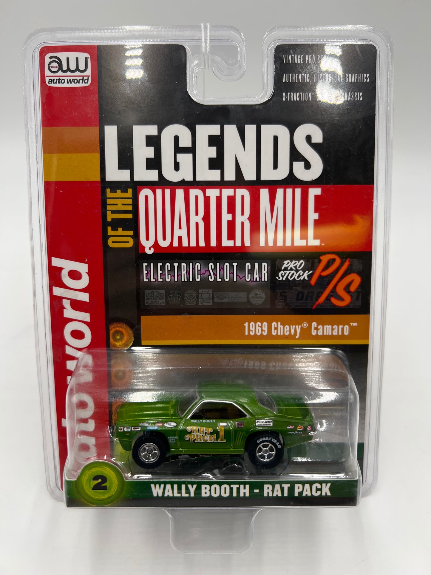 Auto World Legends of the Qtr Mile Wally Booth Rat Pack HO Slot Car 1969 Chevy Camaro