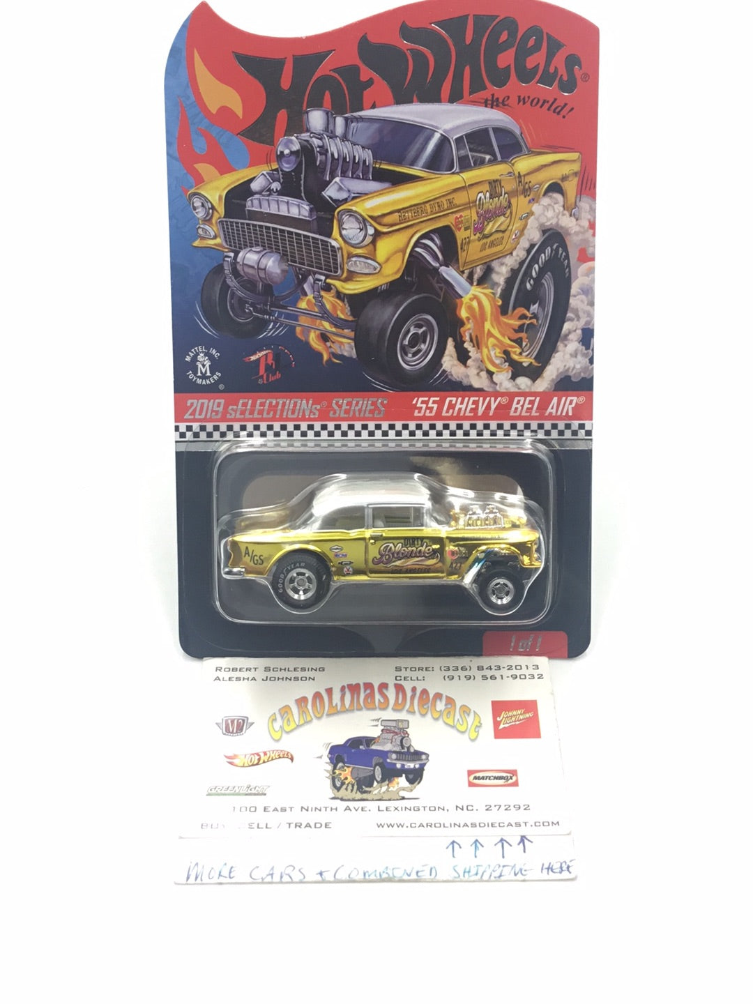 Hot wheels 2019 Selections Series redline club 55 Chevy Bel Air Gasser with protector