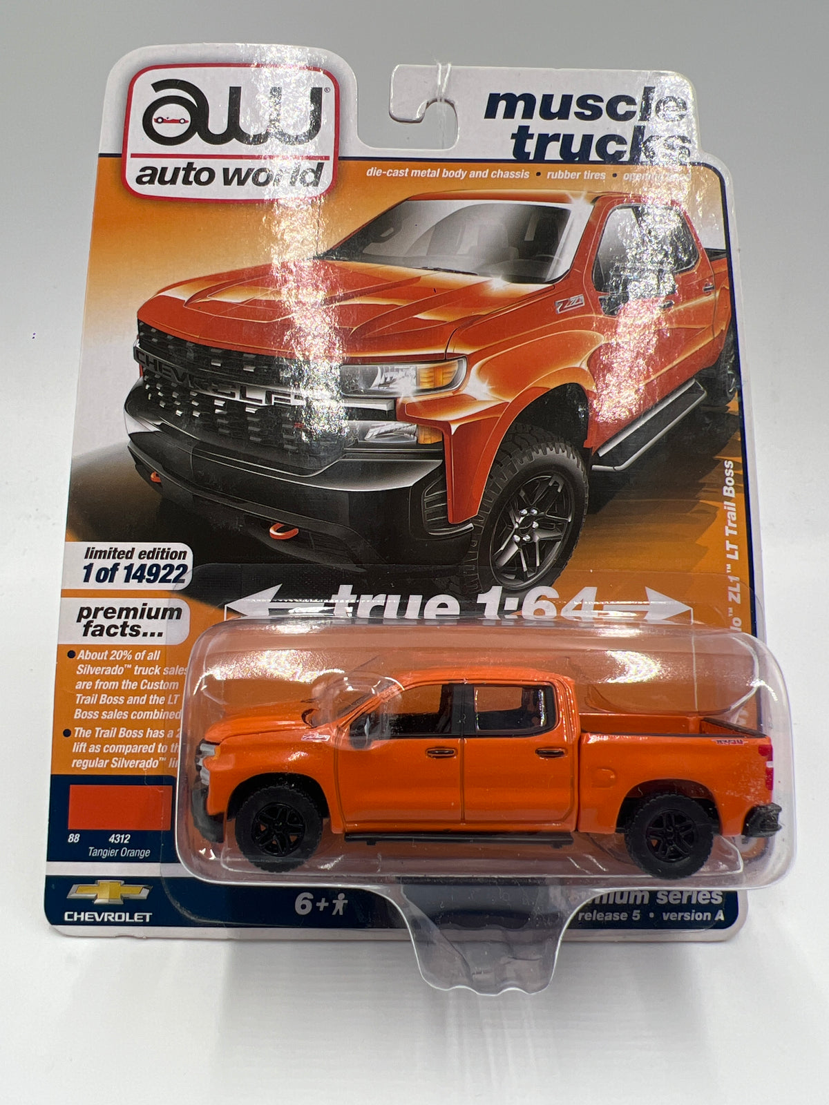 Auto World Muscle Trucks Release 5 Version A 2020 Chevy Silverado ZL1 LT Trail Boss Orange 183C