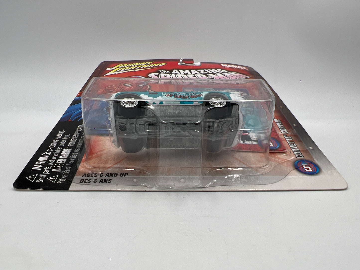 Johnny Lightning White Lightning Chase Marvel Spider-Man #5 Corvette Corvair White/Blue