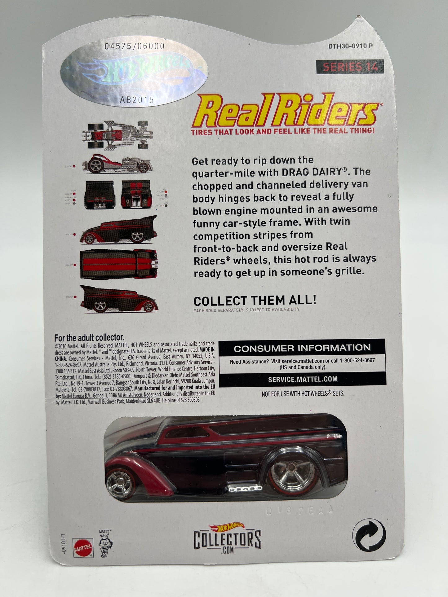 Hot Wheels RLC Real Riders Series 14 #2 4575/6000 Drag Dairy W/Protector