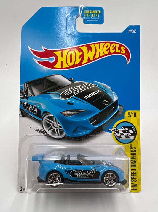 2017 Hot Wheels Speed Graphics #177 15 Mazda MX-5 Miata Blue Eibach 85E