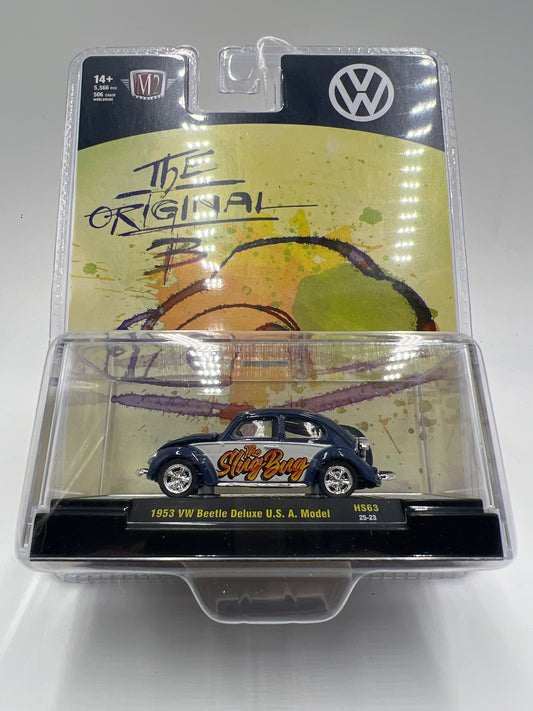 2025 M2 Machines Hobby Exclusive Slug Bug 1953 VW Beetle Deluxe USA Model Blue HS63 201E