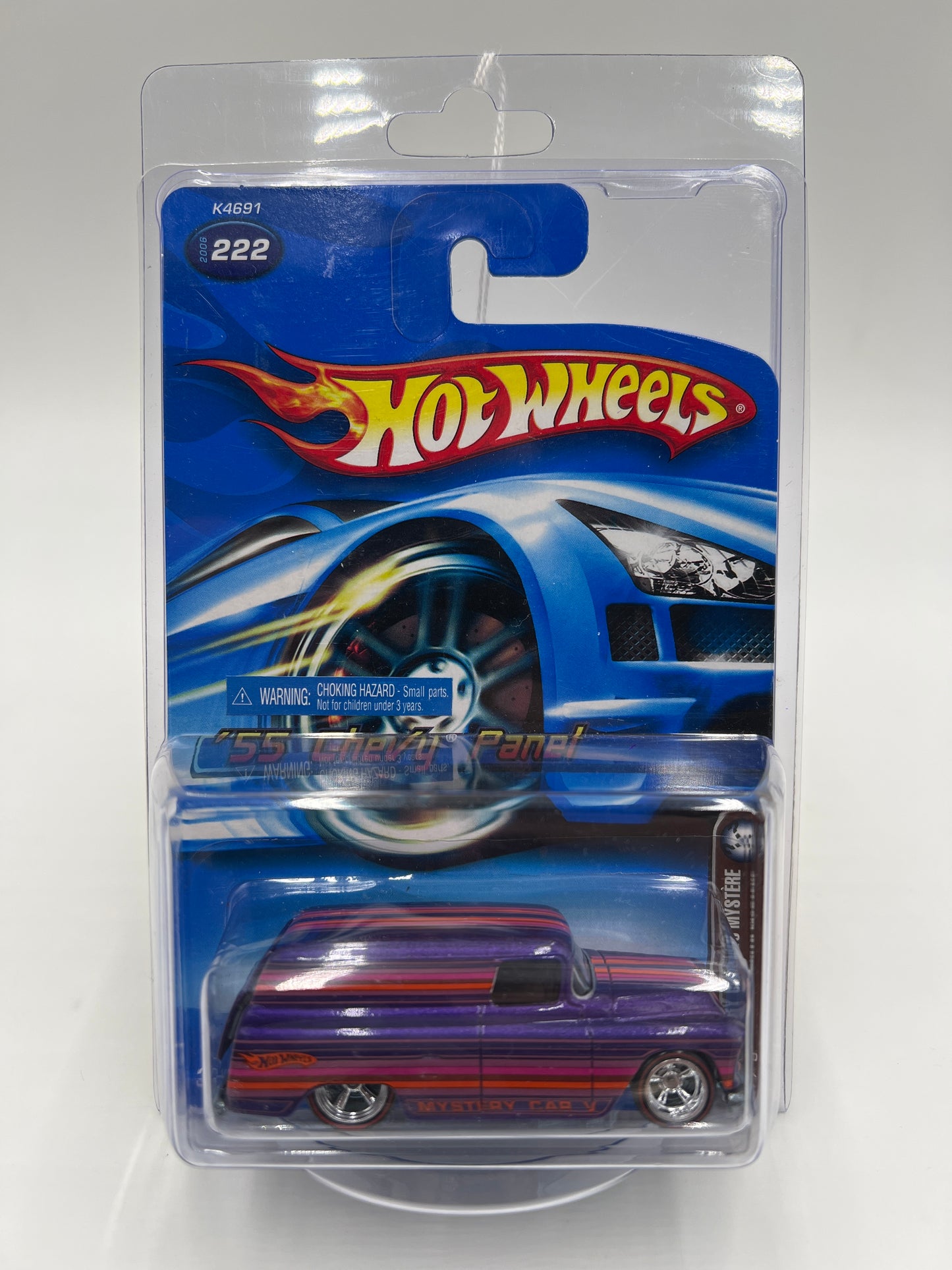 2006 Hot Wheels Mystery Car #222 55 Chevy Panel Real Riders W/Protector Cracked Blister