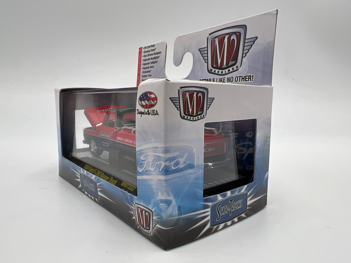 M2 Machines Shop-Trucks Walmart Exclusive 1969 Ford F-250 Ranger Truck Red Edelbrock WMTS02