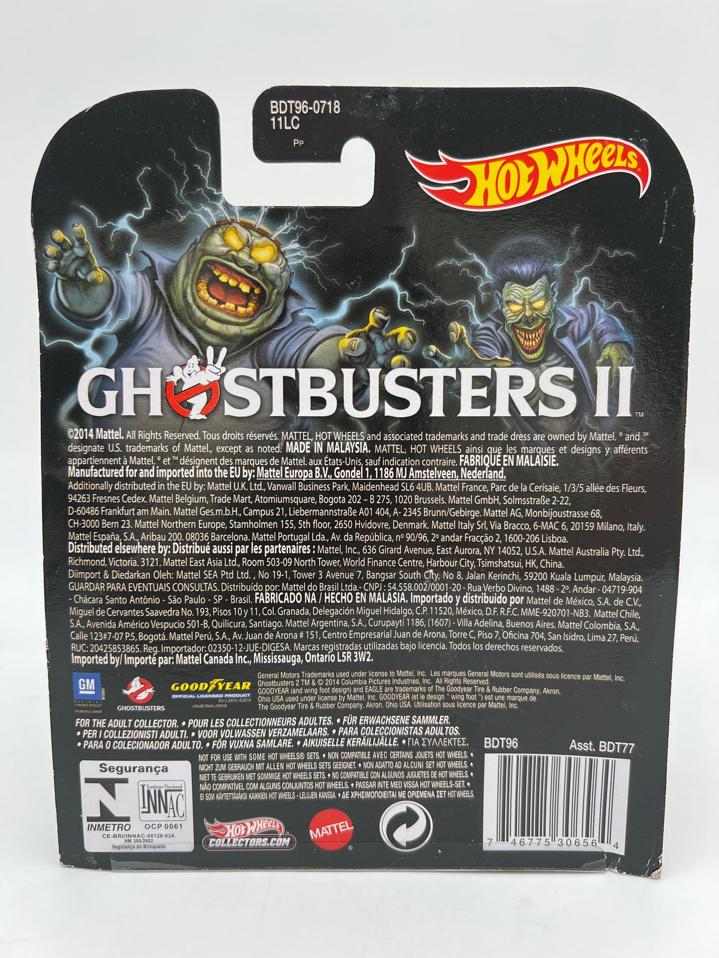 Hot Wheels Retro Entertainment Ghostbusters II Ecto-1A White W/Protector Bad Card