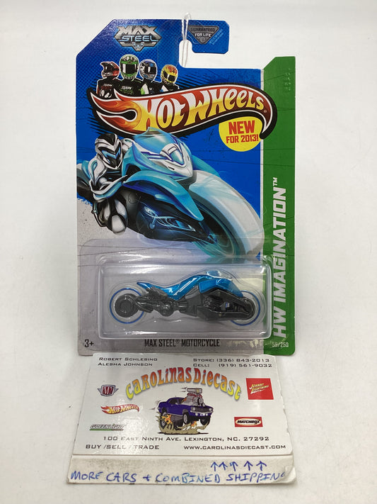 2013 Hot wheels #59 Max Steel Motorcycle Blue 113C