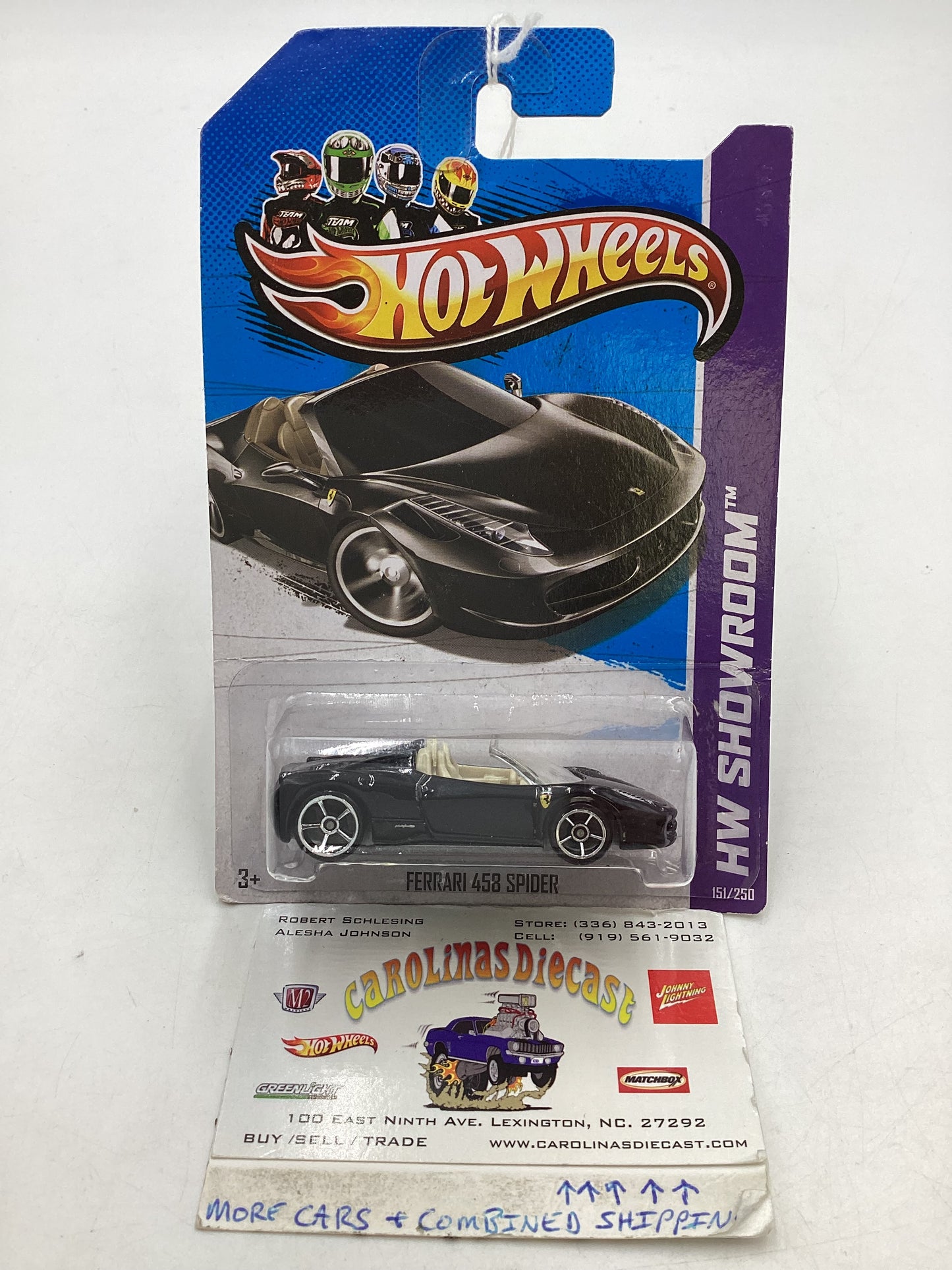 2013 Hot wheels #151 Ferrari 458 Spider Black *Card Not Perfect* SR