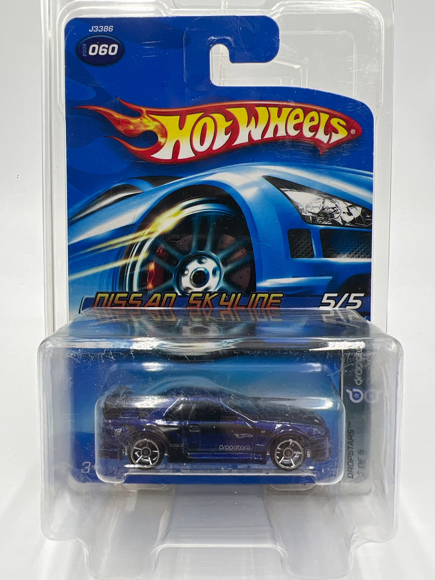 2006 Hot Wheels Dropstars #60 Nissan Skyline Dark Blue W/Protector