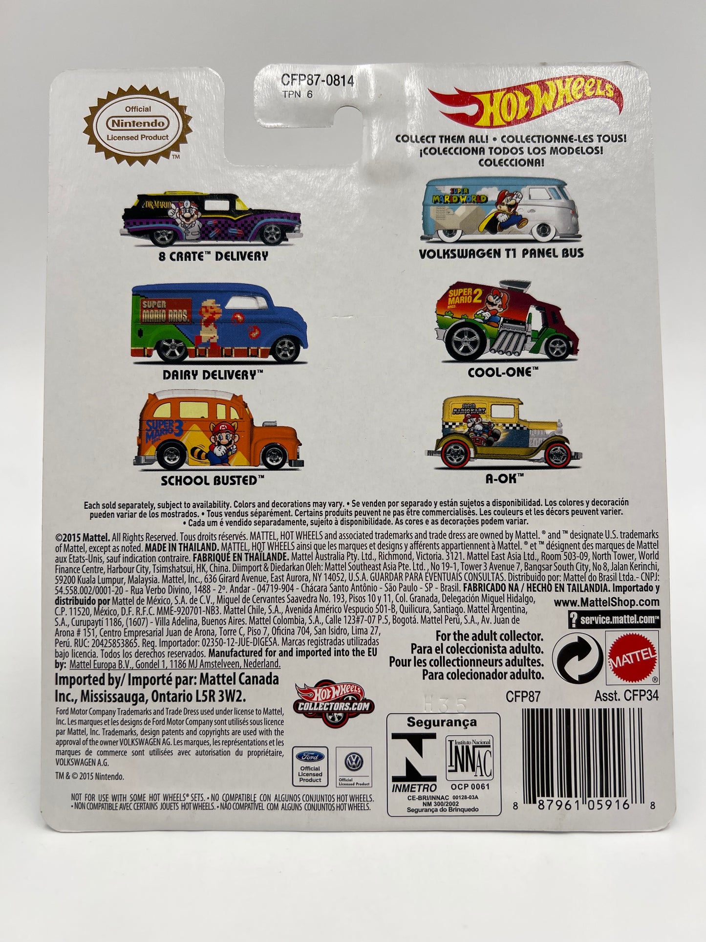 2015 Hot Wheels Pop Culture Premium Super Mario Complete 6 Car Set W/Protector VHTF