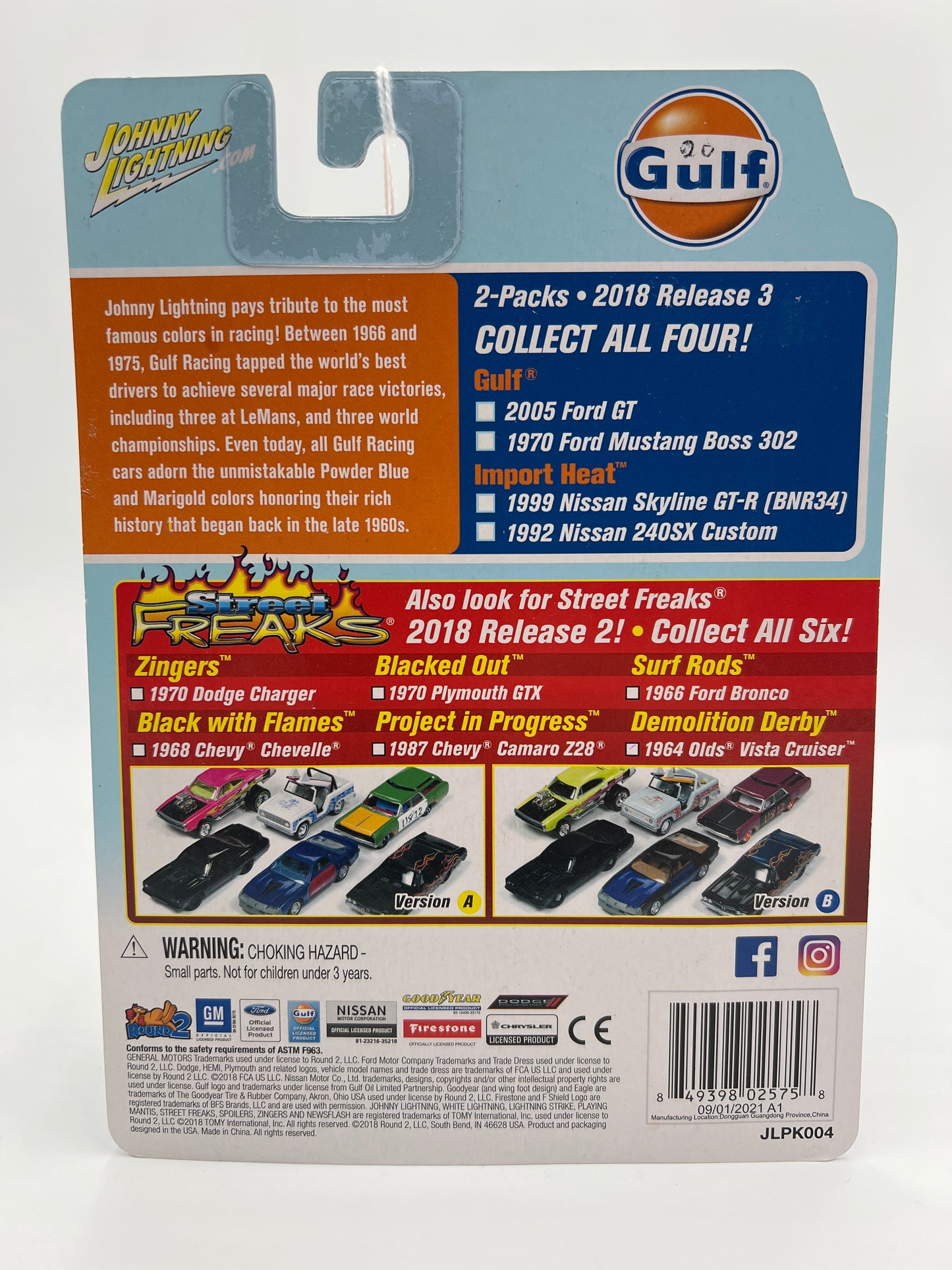 Johnny Lightning Release 3 Gulf 2 Pack 2005 Ford GT & 1970 Ford Mustang Boss 302