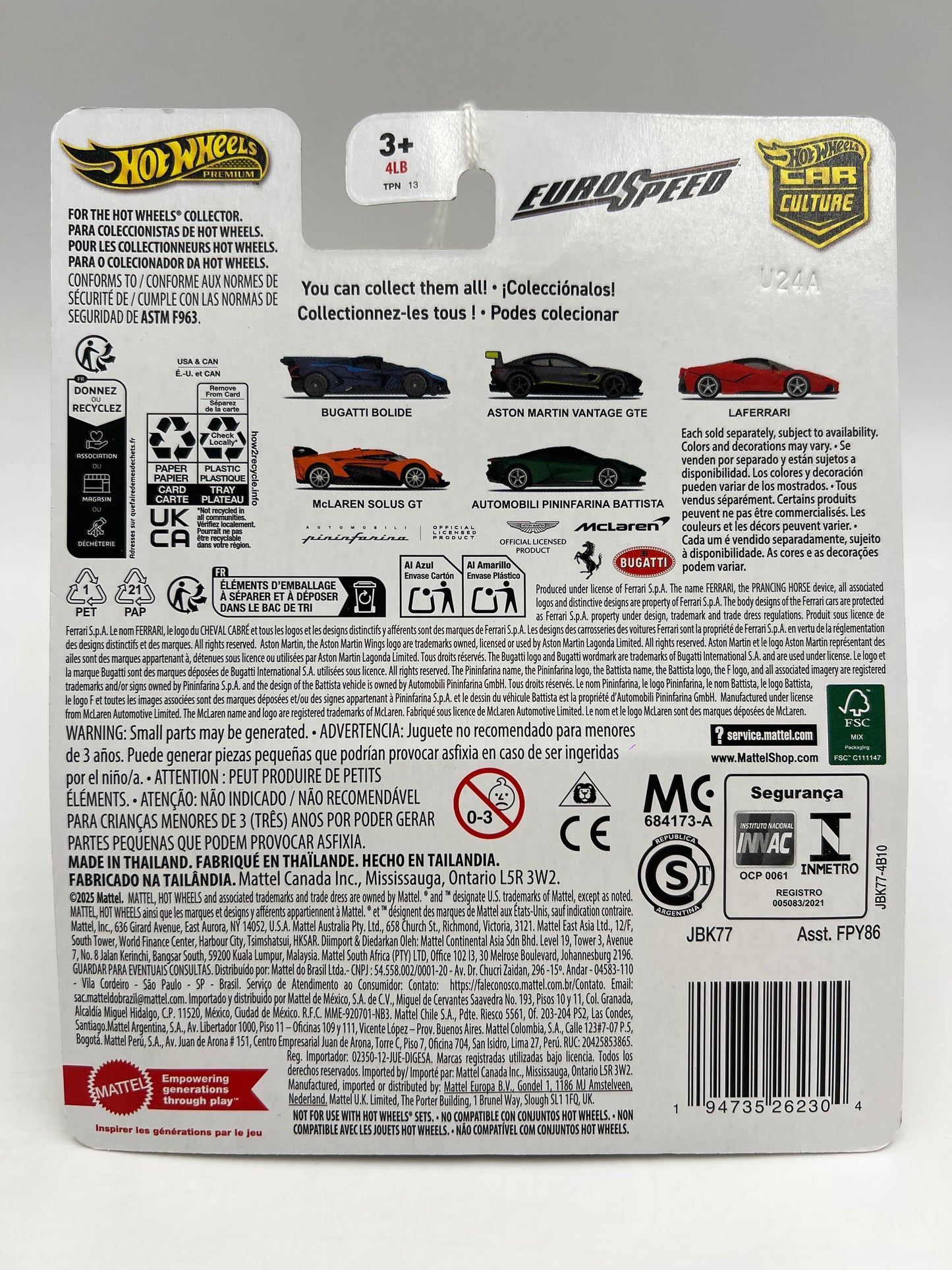 2025 Hot Wheels Car Culture Premium Euro Speed #5 Automobili Pininfarina Battista Green 254i