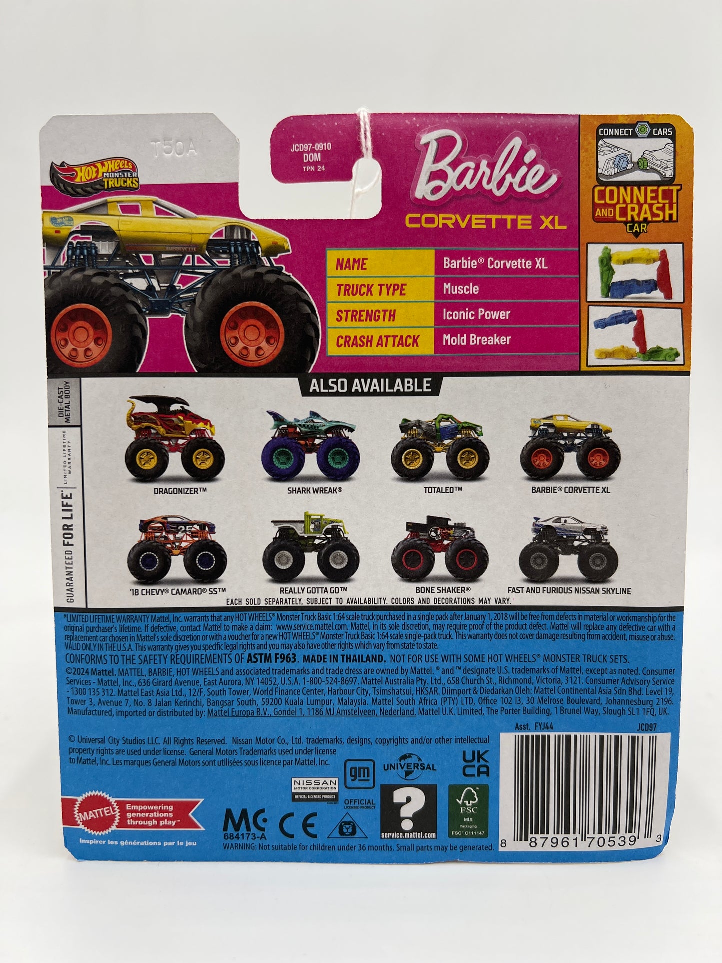 2025 Hot Wheels Monster Trucks Barbie Corvette XL Yellow 124A