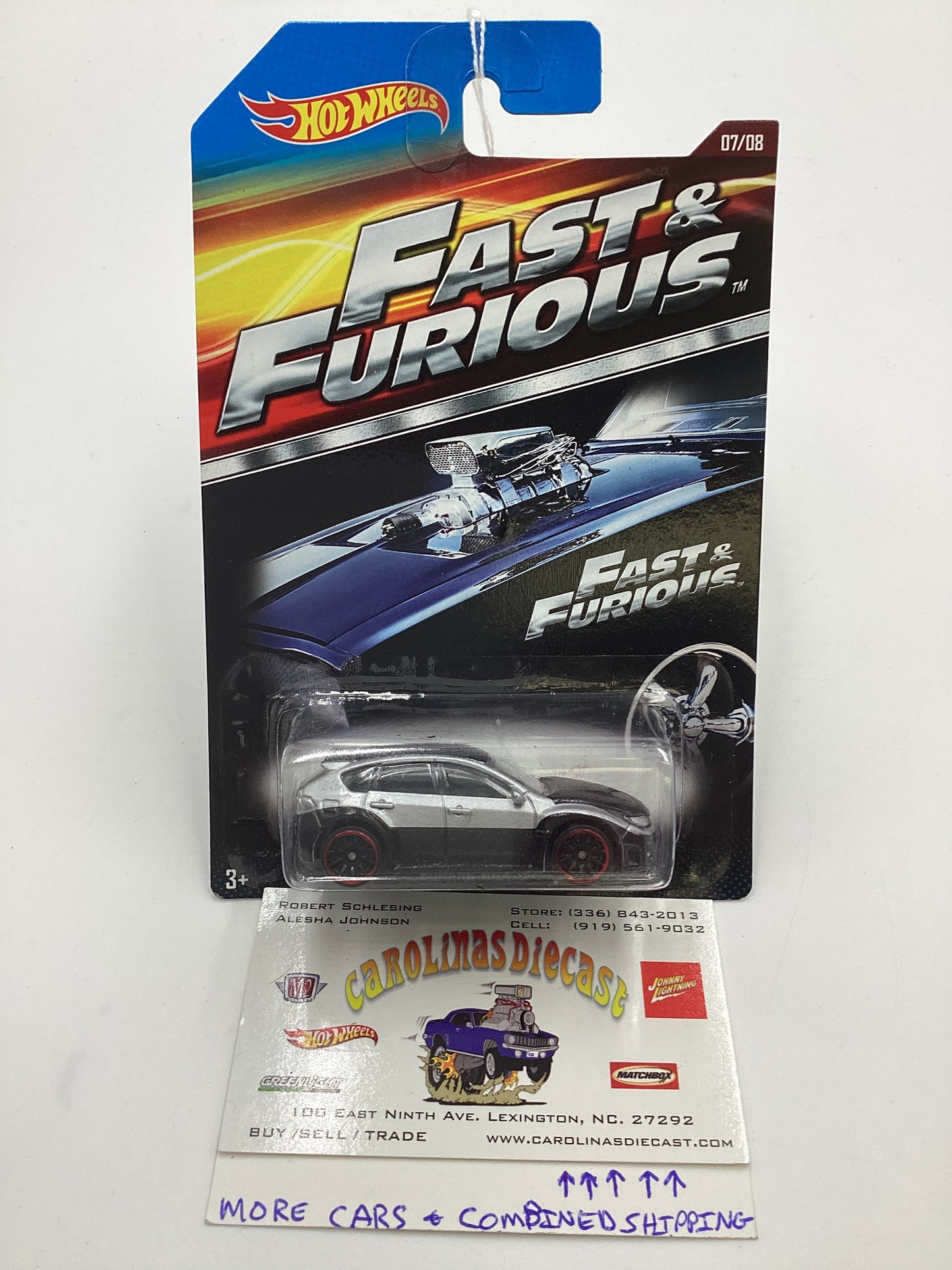 2015 Hot Wheels Fast & Furious #7 Subaru WRX STI Silver/Black 72A