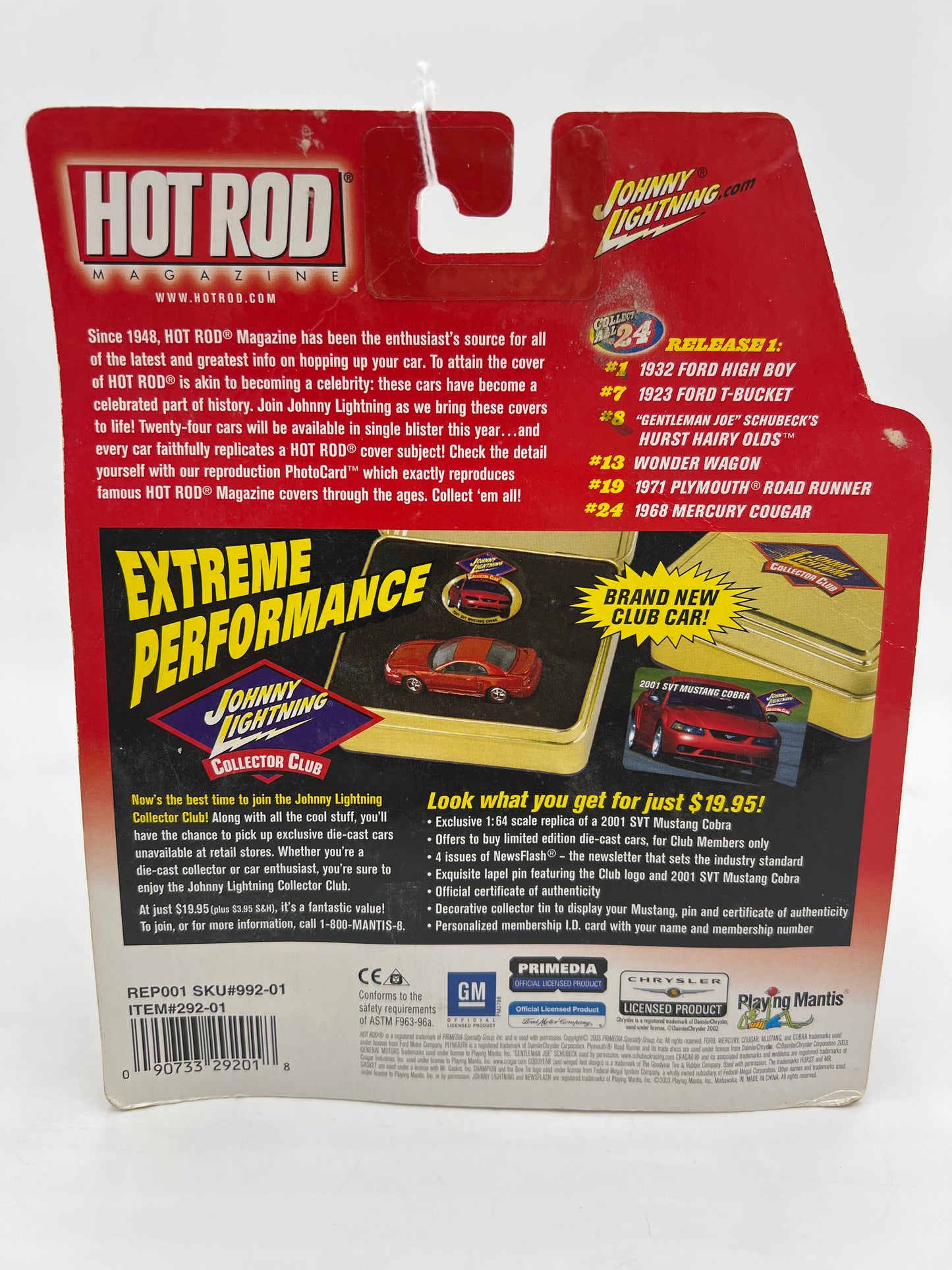 Johnny Lightning Hot Rod Magazine #1 1932 Ford High Boy Black Bad Card 221H