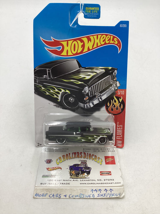 2017 Hot Wheels #83 55 Chevy Matte Black 8D