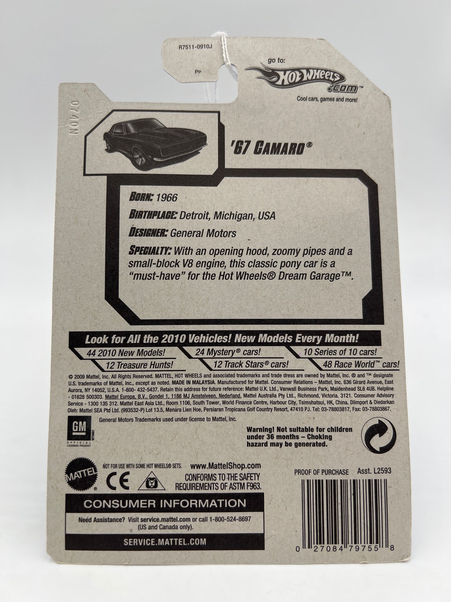 2010 Hot Wheels Muscle Mania #86 67 Camaro Black 16B