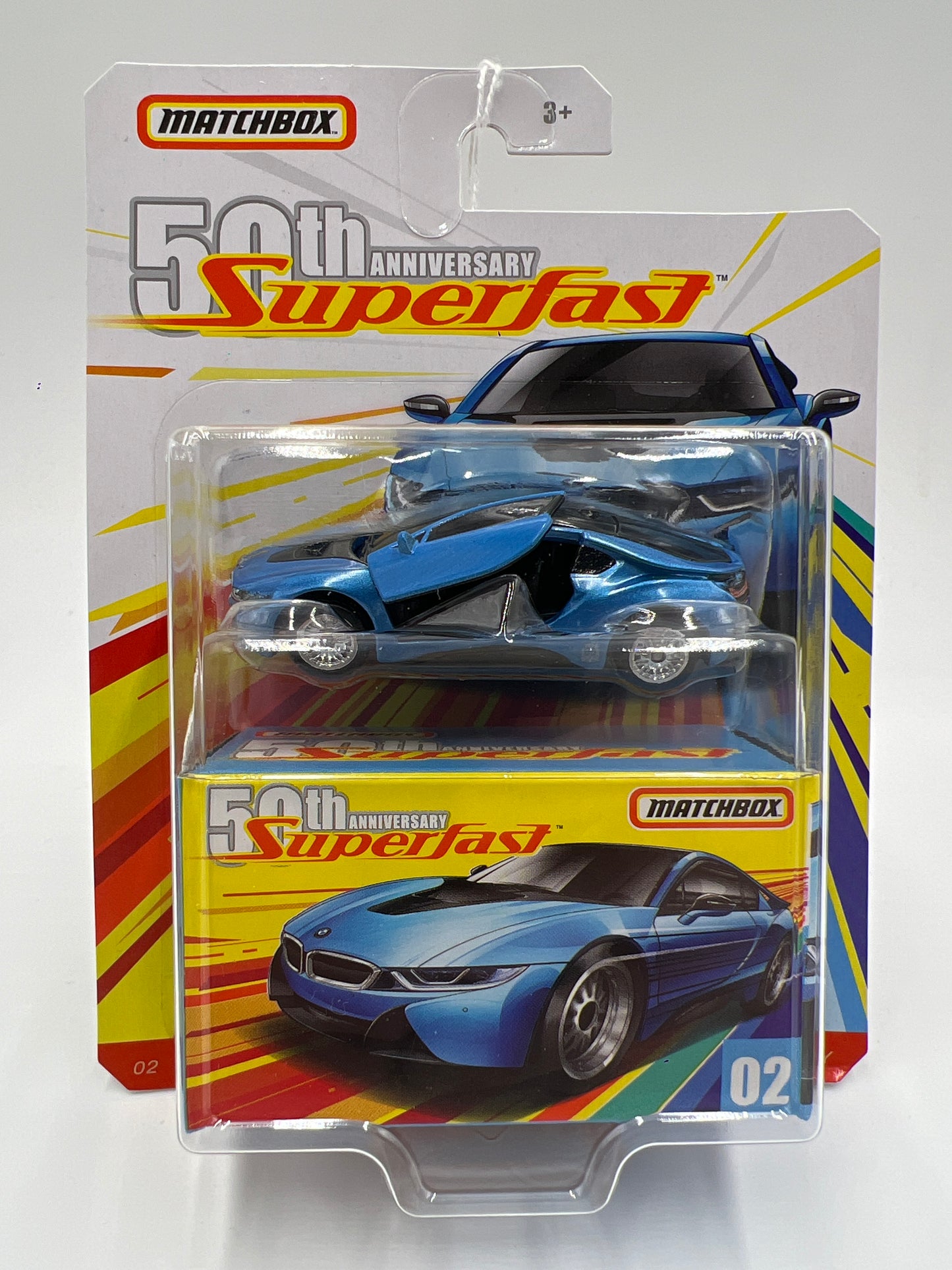 Matchbox 50th Anniversary Superfast #2 16 BMW i8 Blue 173G